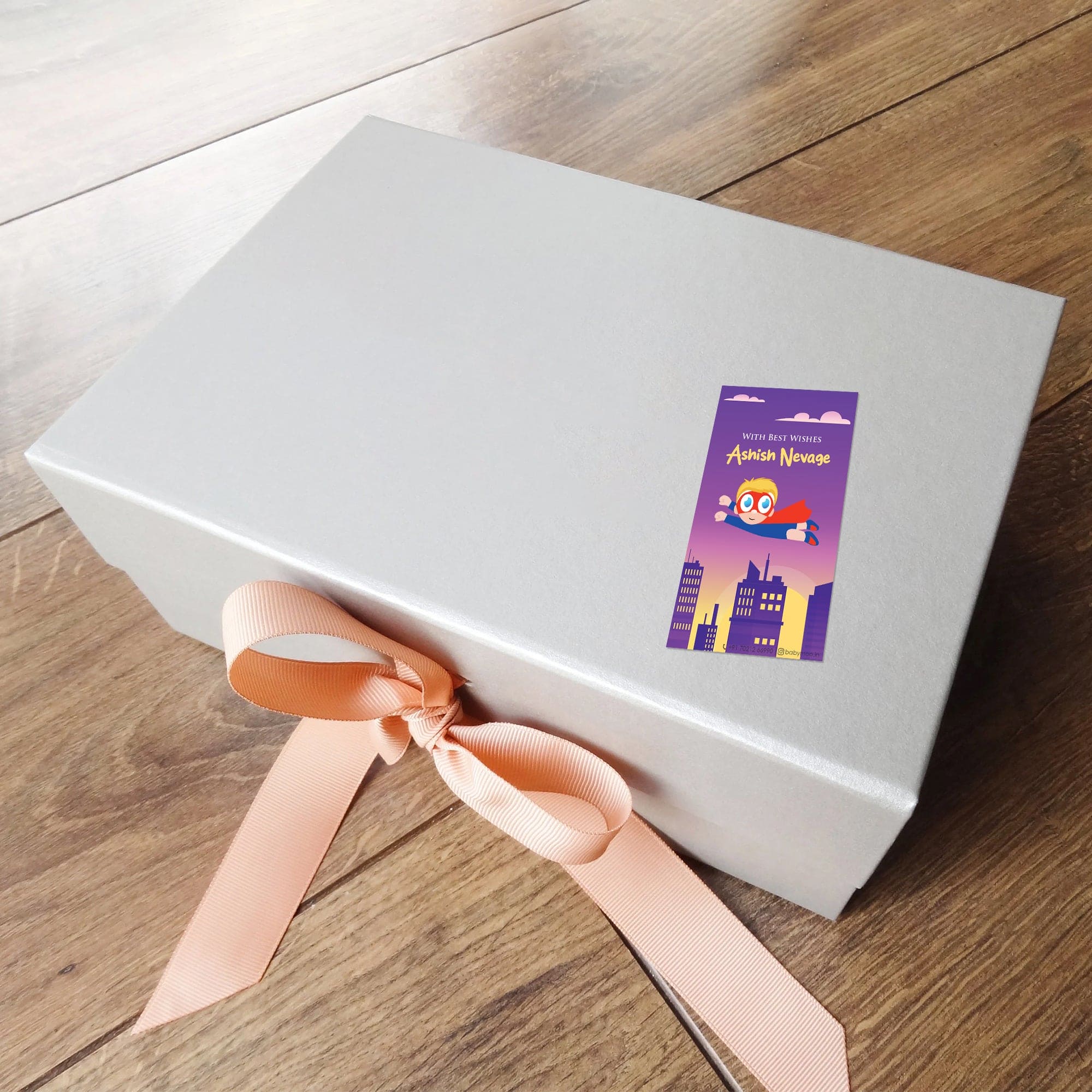 Baby Moo Super Hero 40 Gift Card Pack Personalised Wish Tags - Purple