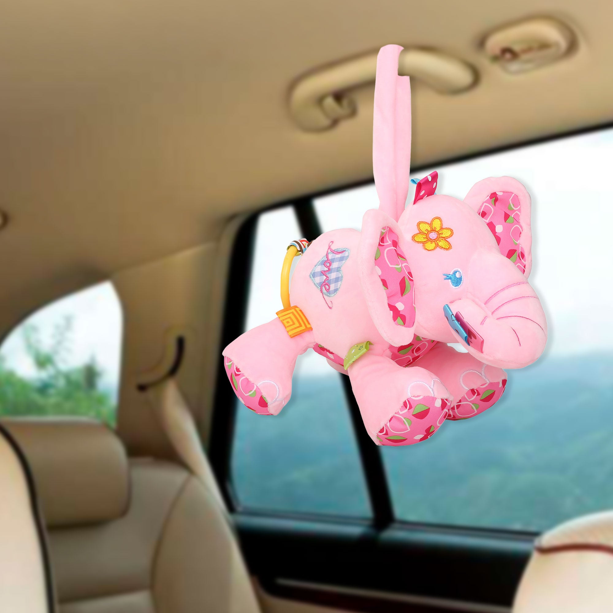 Pretty Elephant Pink Hanging Pulling Toy