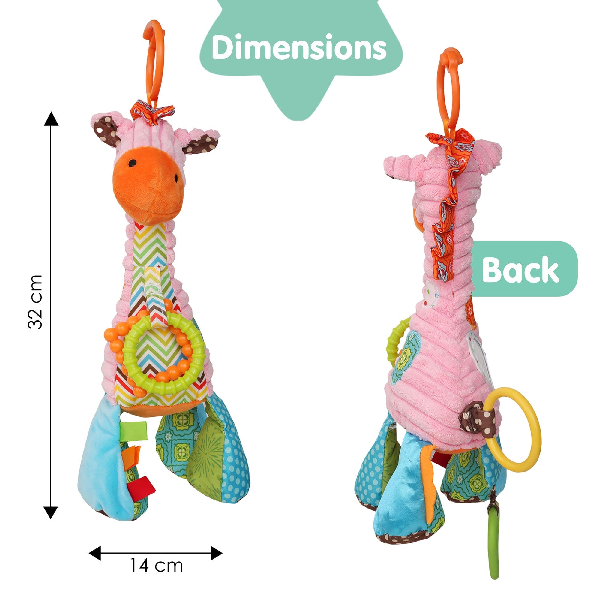 Giraffe Pink Pulling Toy With Teether