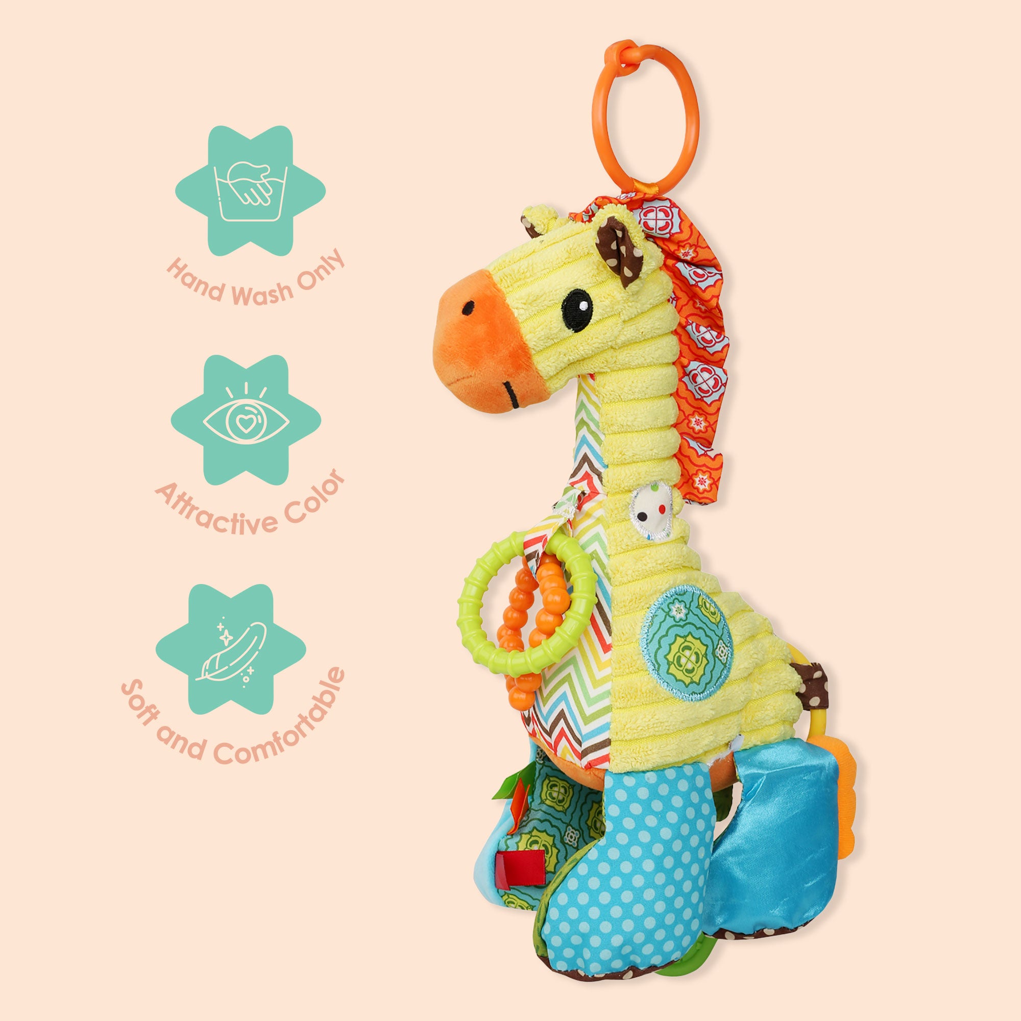 Giraffe Yellow Pulling Toy With Teether