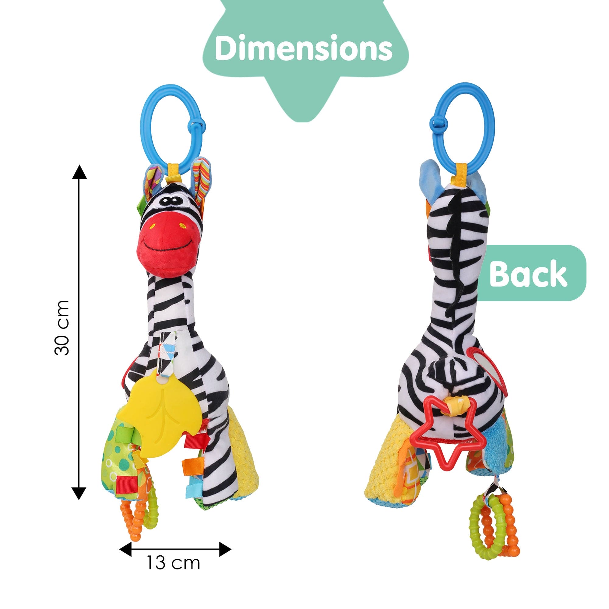 Zebra Multicolour Hanging Pulling Toy With Teether