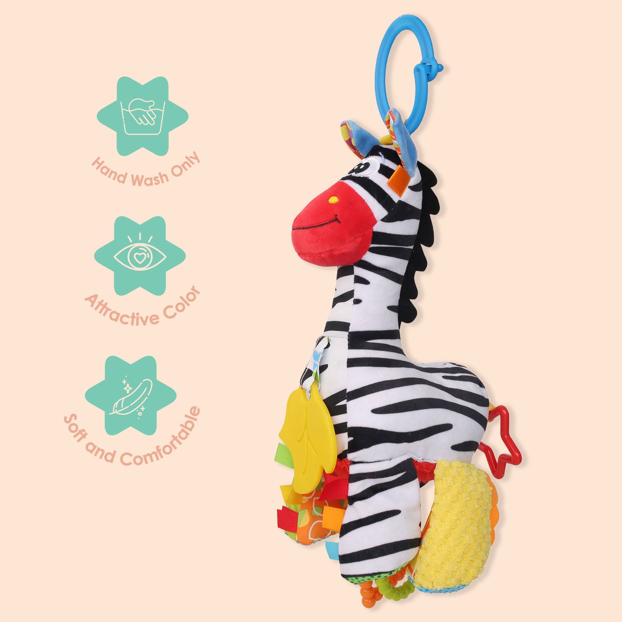 Zebra Multicolour Hanging Pulling Toy With Teether