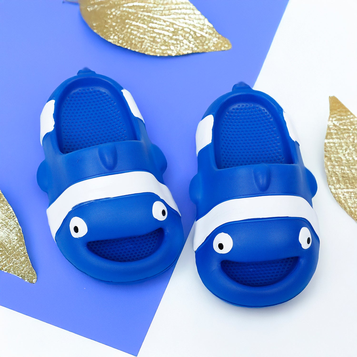 Baby Moo Nemo Waterproof Soft Slippers Anti-Skid Sliders - Blue