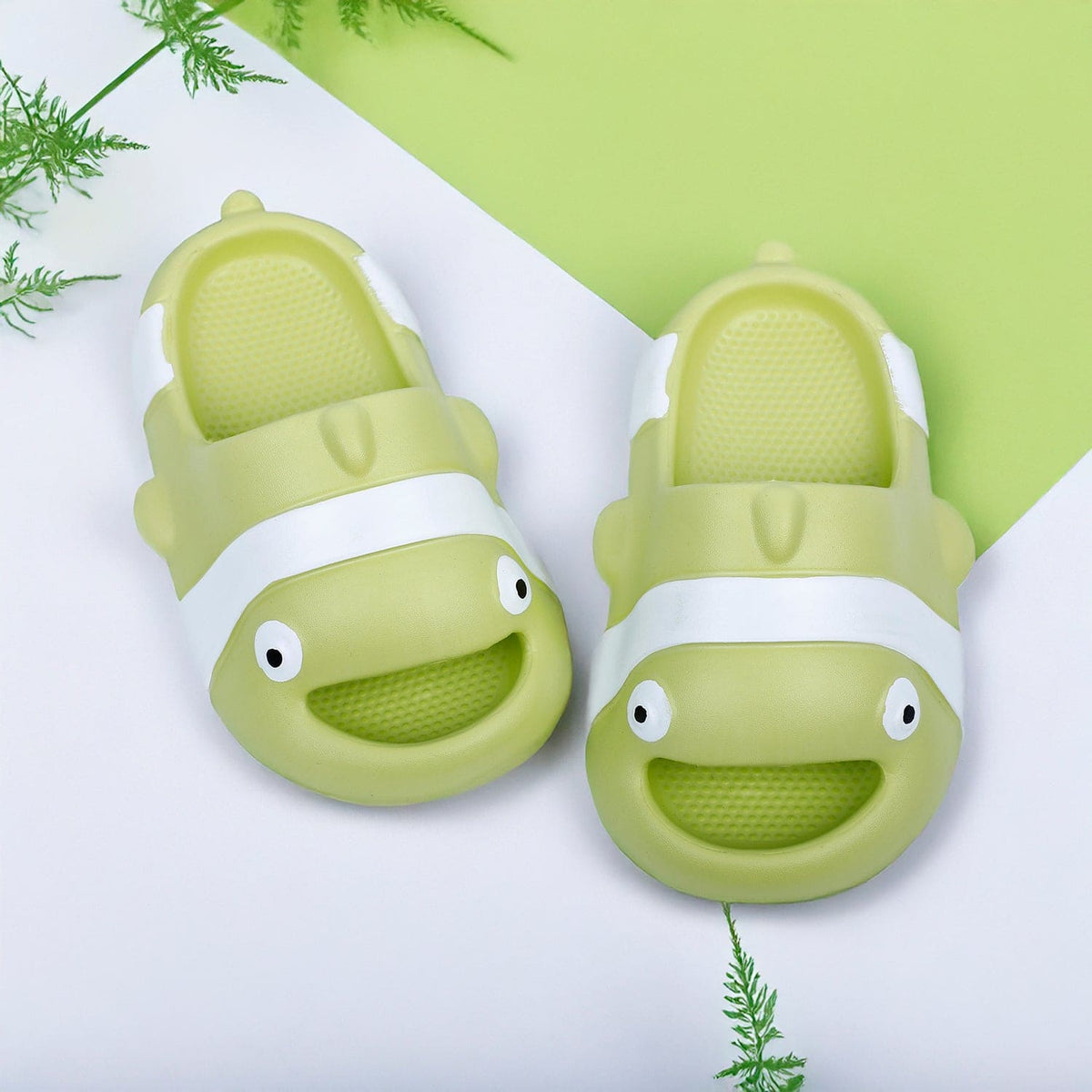 Baby Moo Nemo Waterproof Soft Slippers Anti-Skid Sliders Green