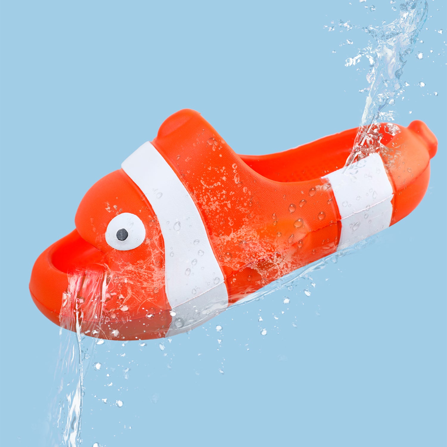 Baby Moo Nemo Waterproof Soft Slippers Anti-Skid Sliders - Orange - Baby Moo