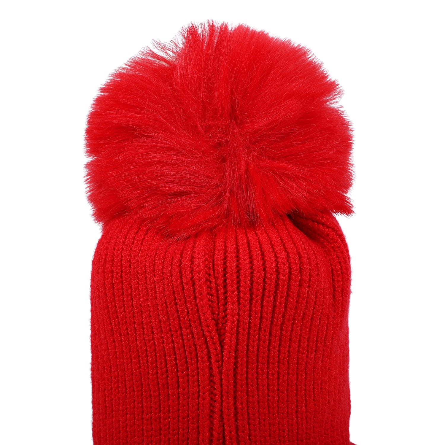 Baby Moo Tweety Eyes Pom Pom Woollen Cap - Red - Baby Moo