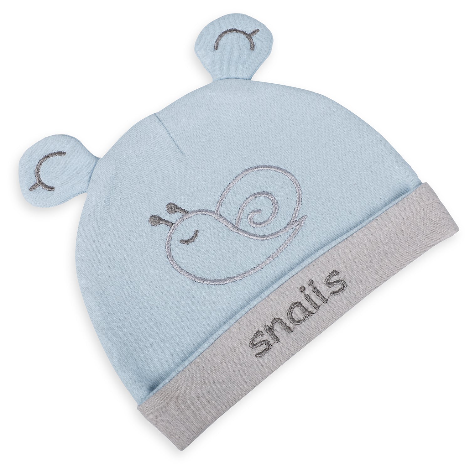 Baby Moo Lazy Snail Organic Soft Cotton Cap - Blue - Baby Moo