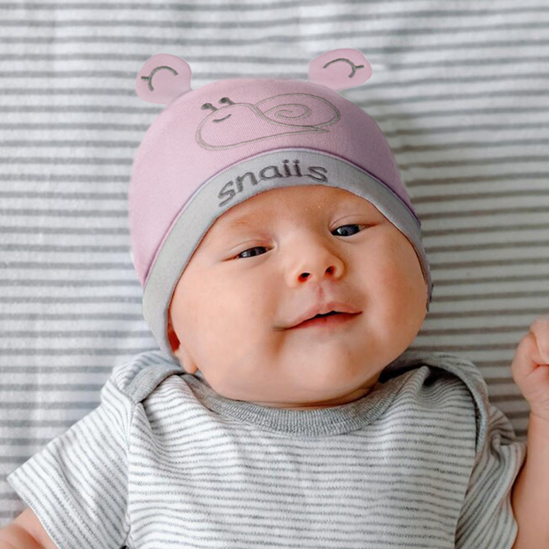 Baby Moo Lazy Snail Organic Soft Cotton Cap - Pink - Baby Moo