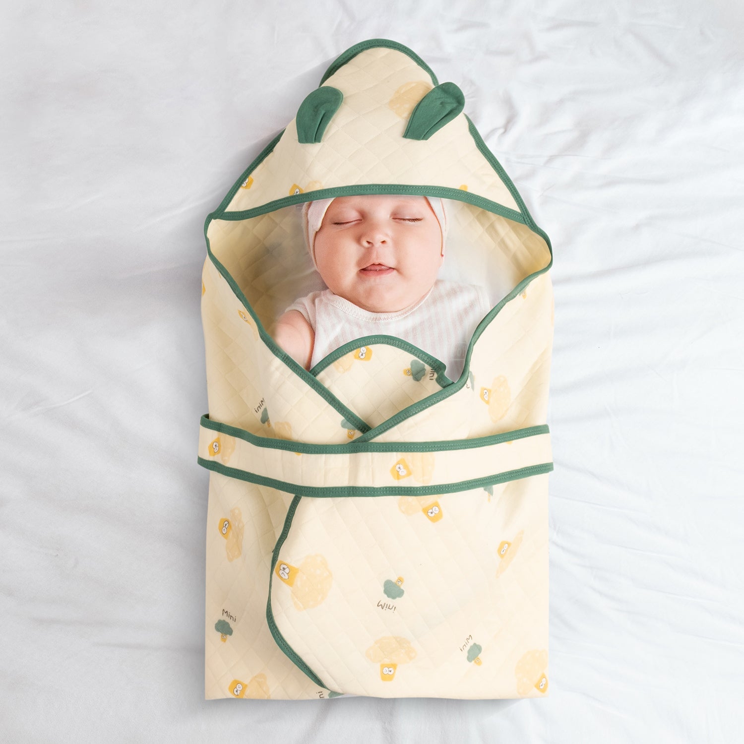 Baby Moo Spooky Eyes Soft Warm Hooded Wrapper - Green