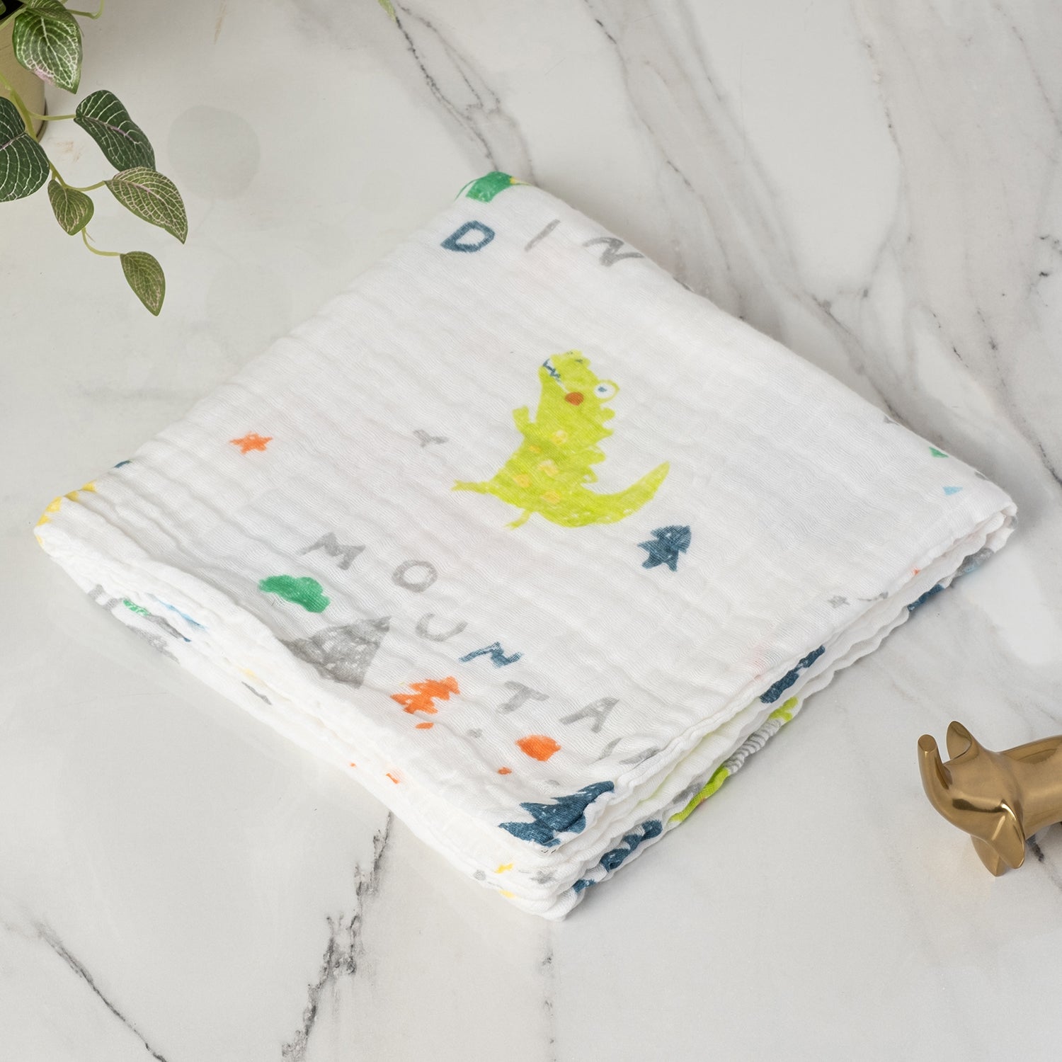 Baby Moo Dino 100% Cotton Ultra Soft Eco Friendly Absorbent Towel - White