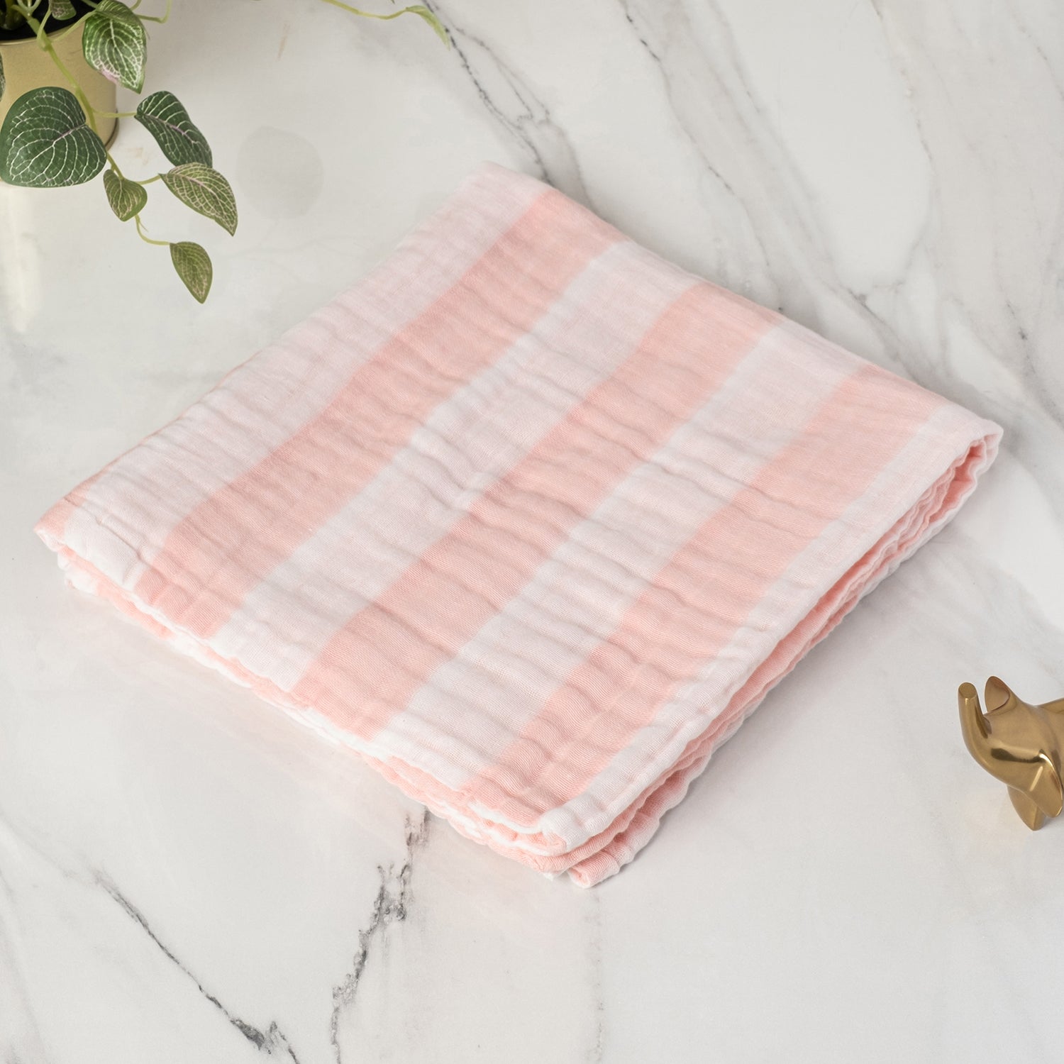 Baby Moo Premium Striped 100% Cotton Ultra Soft Eco Friendly Absorbent Towel - PInk