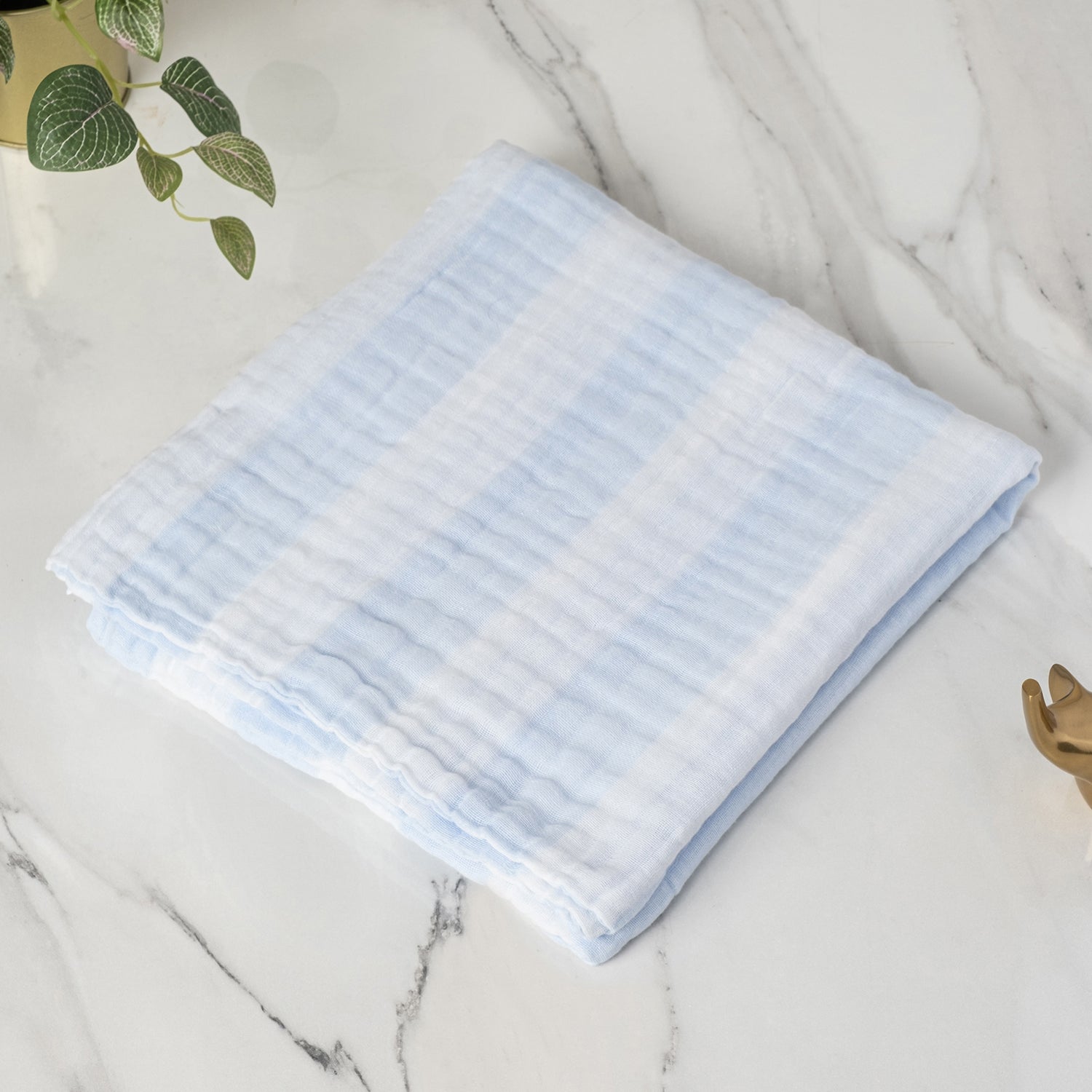 Baby Moo Premium Striped 100% Cotton Ultra Soft Eco Friendly Absorbent Towel - Blue