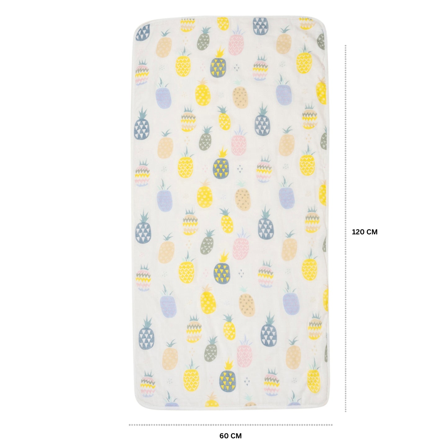 Baby Moo Pineapple 100% Cotton Ultra Soft Eco Friendly Absorbent Premium Bath Towel - White