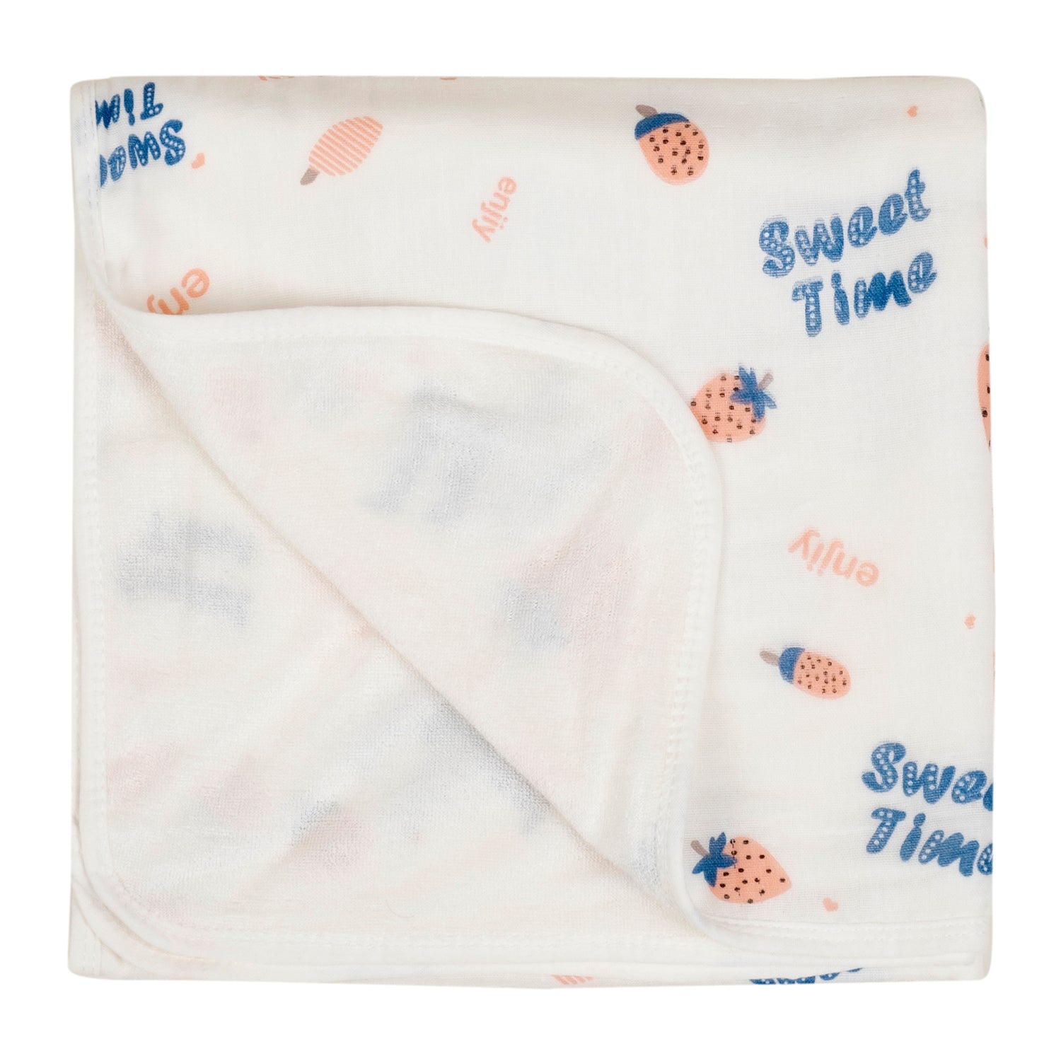 Baby Moo Strawberry 100% Cotton Ultra Soft Eco Friendly Absorbent Premium Bath Towel - White