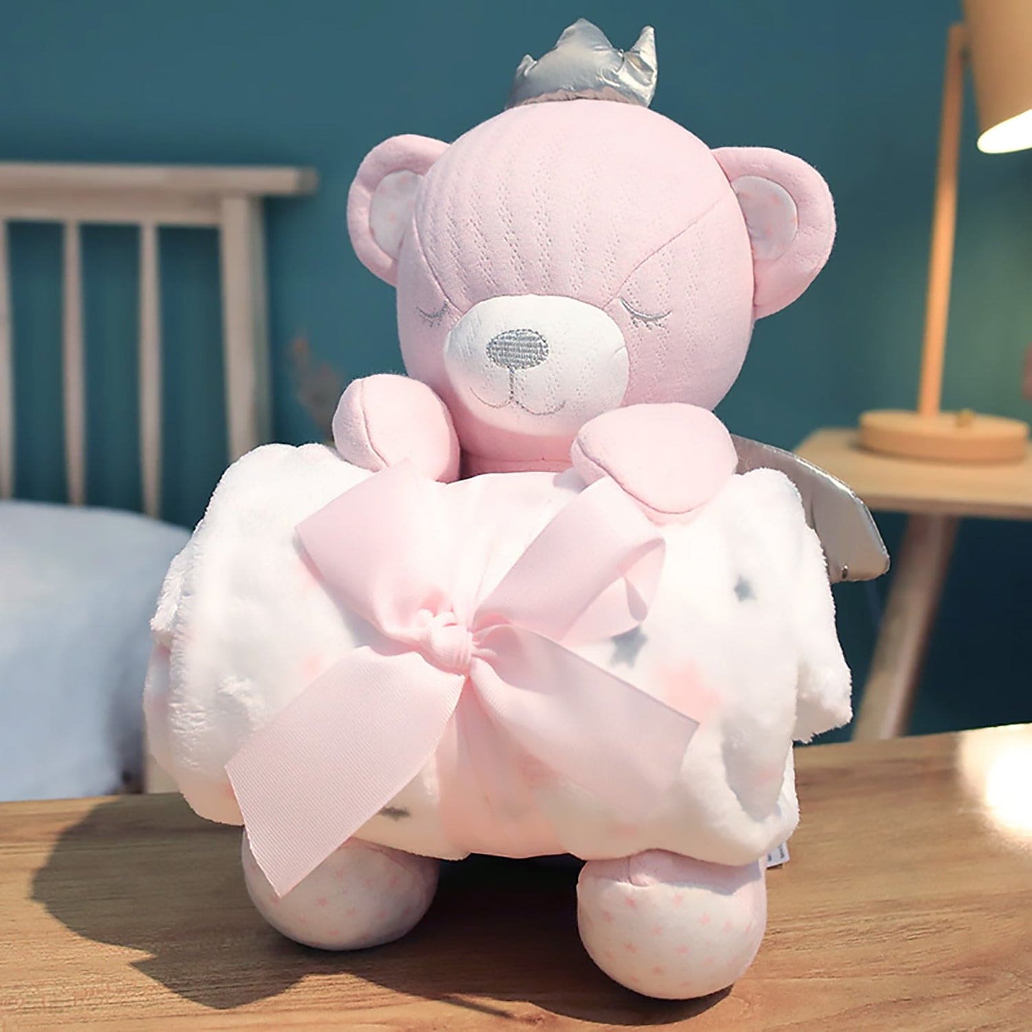 Baby Moo Princess Bear Cozy Plush Toy Blanket - Pink