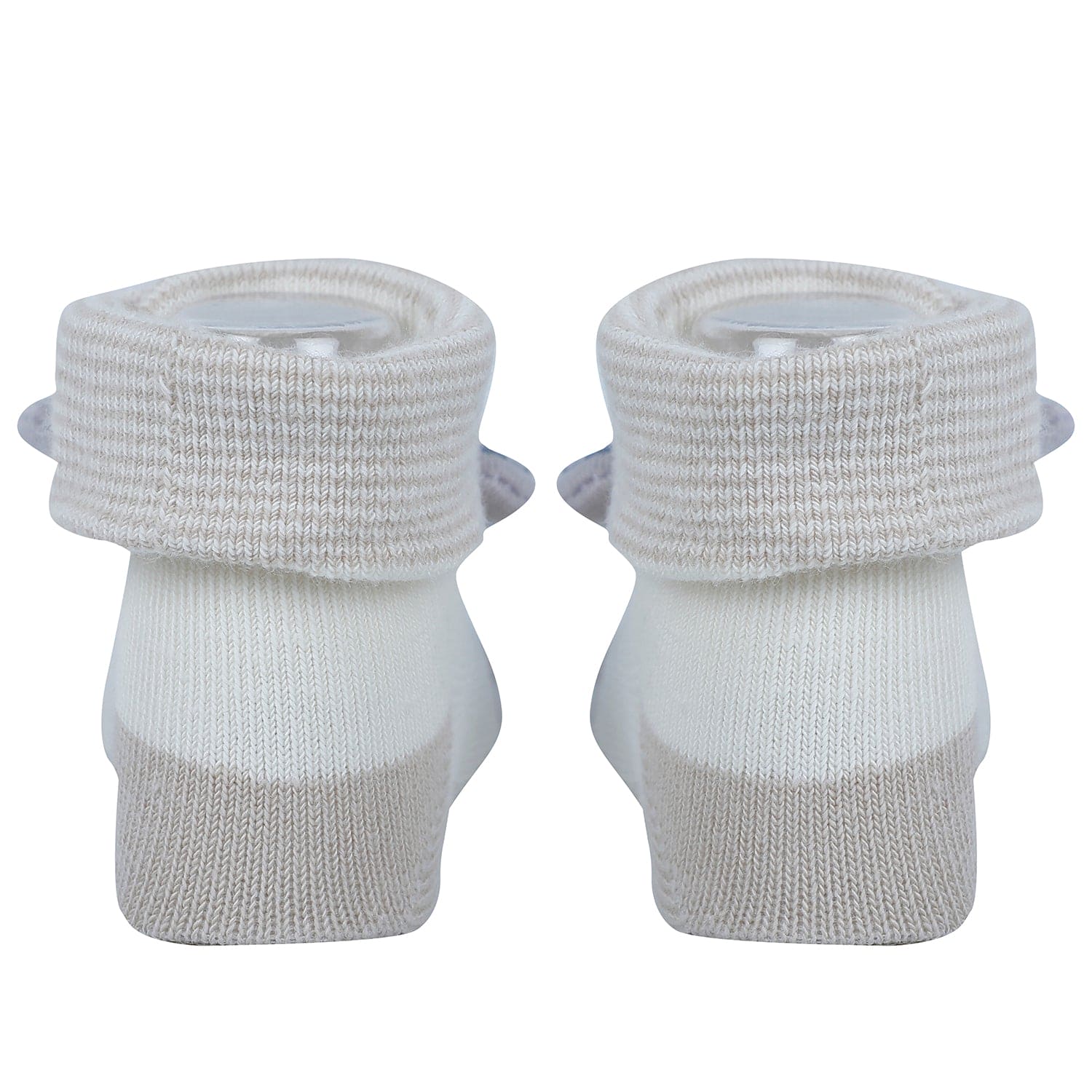 Baby Moo Bear 3D Rattle Anti-Skid Socks Booties Pack of 2 - Beige, Green