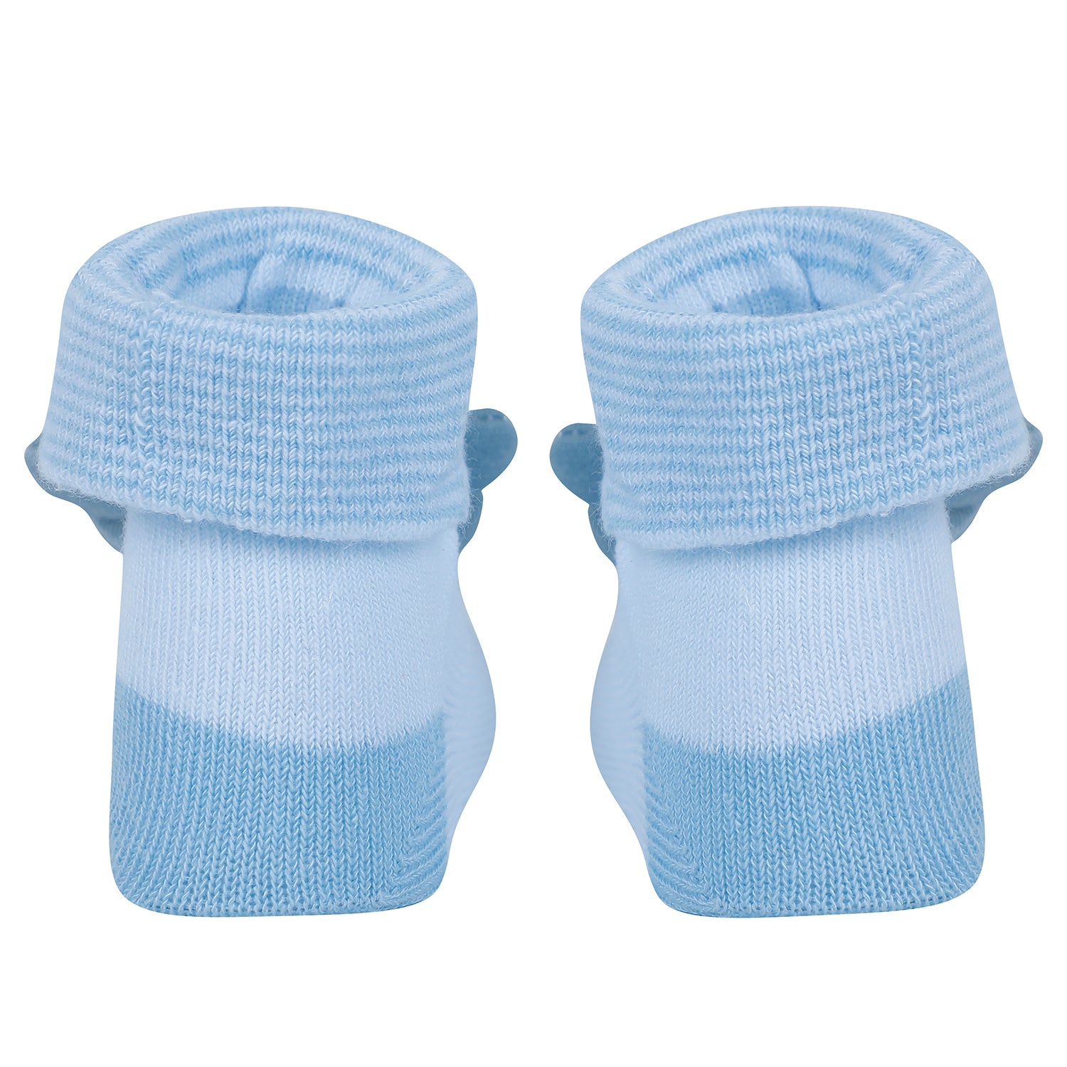 Baby Moo Bear 3D Rattle Anti-Skid Socks Booties Pack of 2 - Yellow, Blue