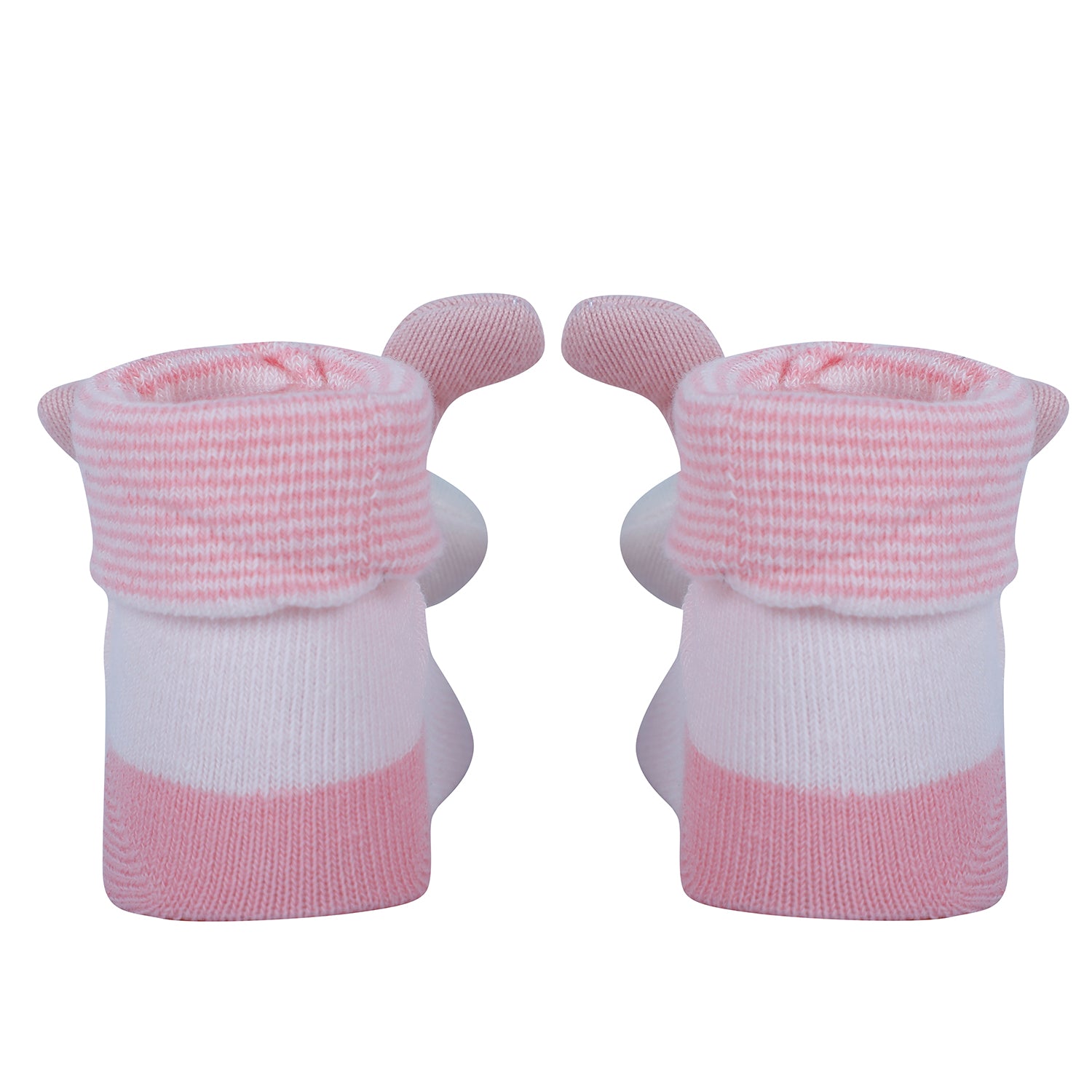 Baby Moo Rabbit 3D Rattle Anti-Skid Socks Booties Pack of 2 - Pink, Peach