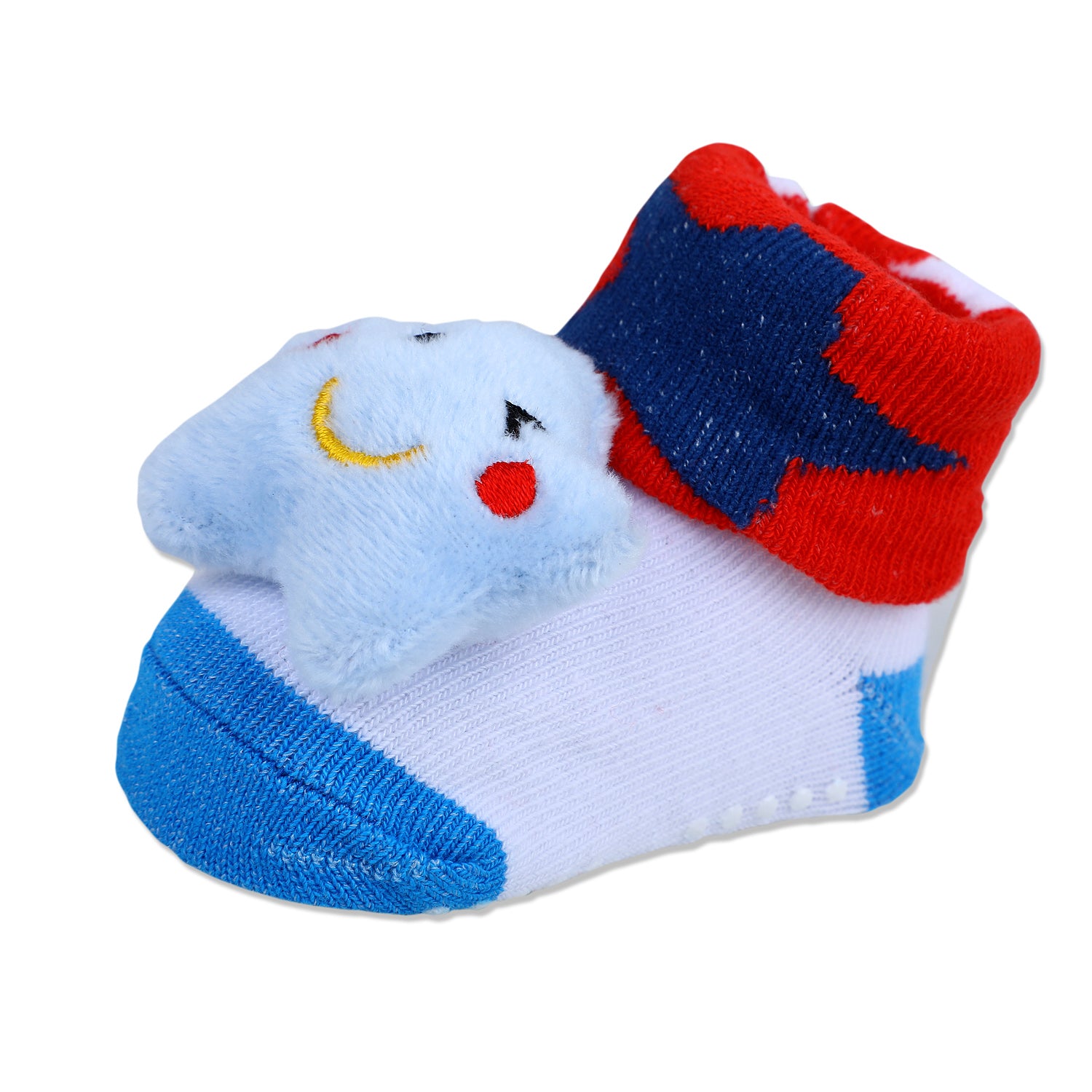 Baby Moo Winking Star Cotton Anti-Skid 3D Socks - Red - Baby Moo