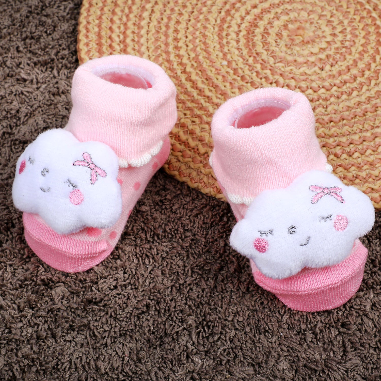 Baby Moo Sleeping Cloud Cotton Anti-Skid 3D Socks - Pink - Baby Moo