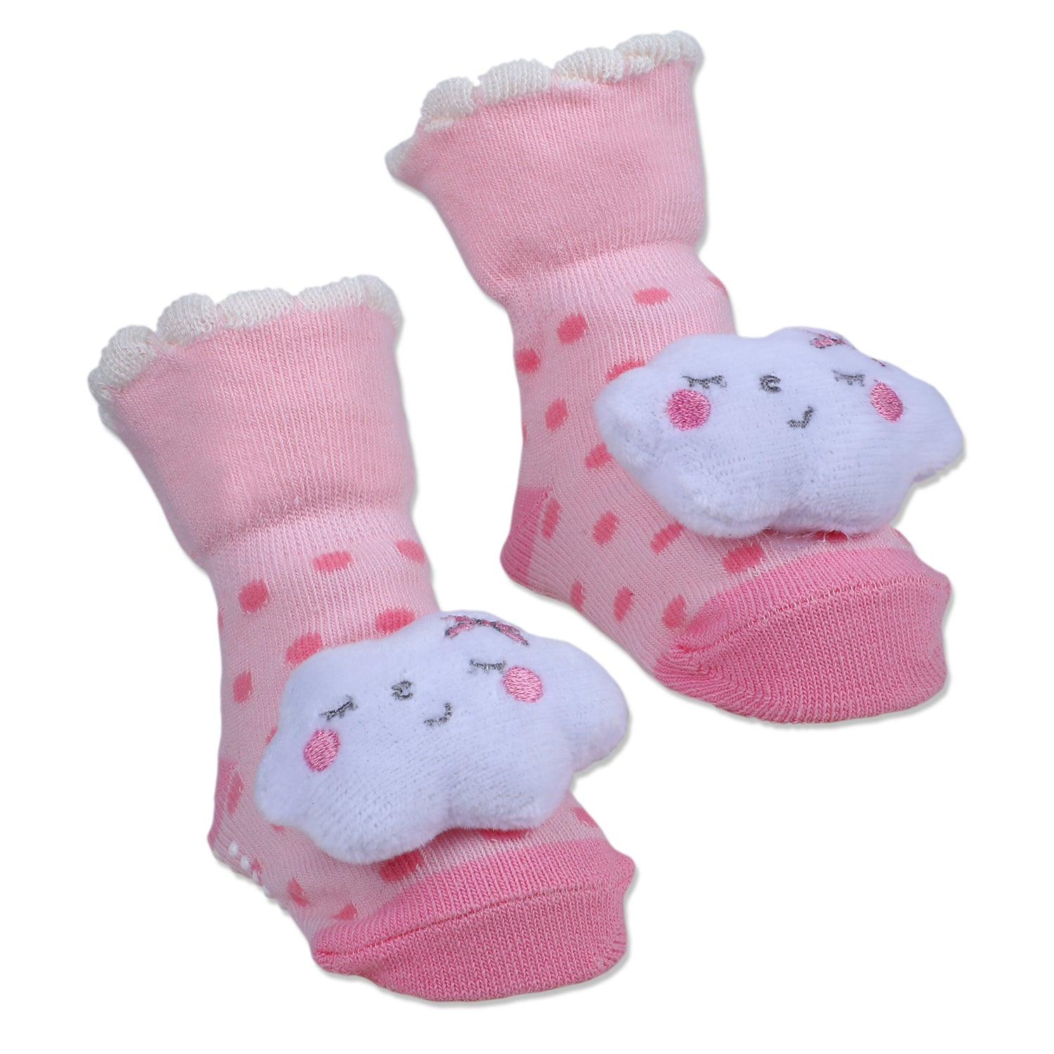 Baby Moo Sleeping Cloud Cotton Anti-Skid 3D Socks - Pink