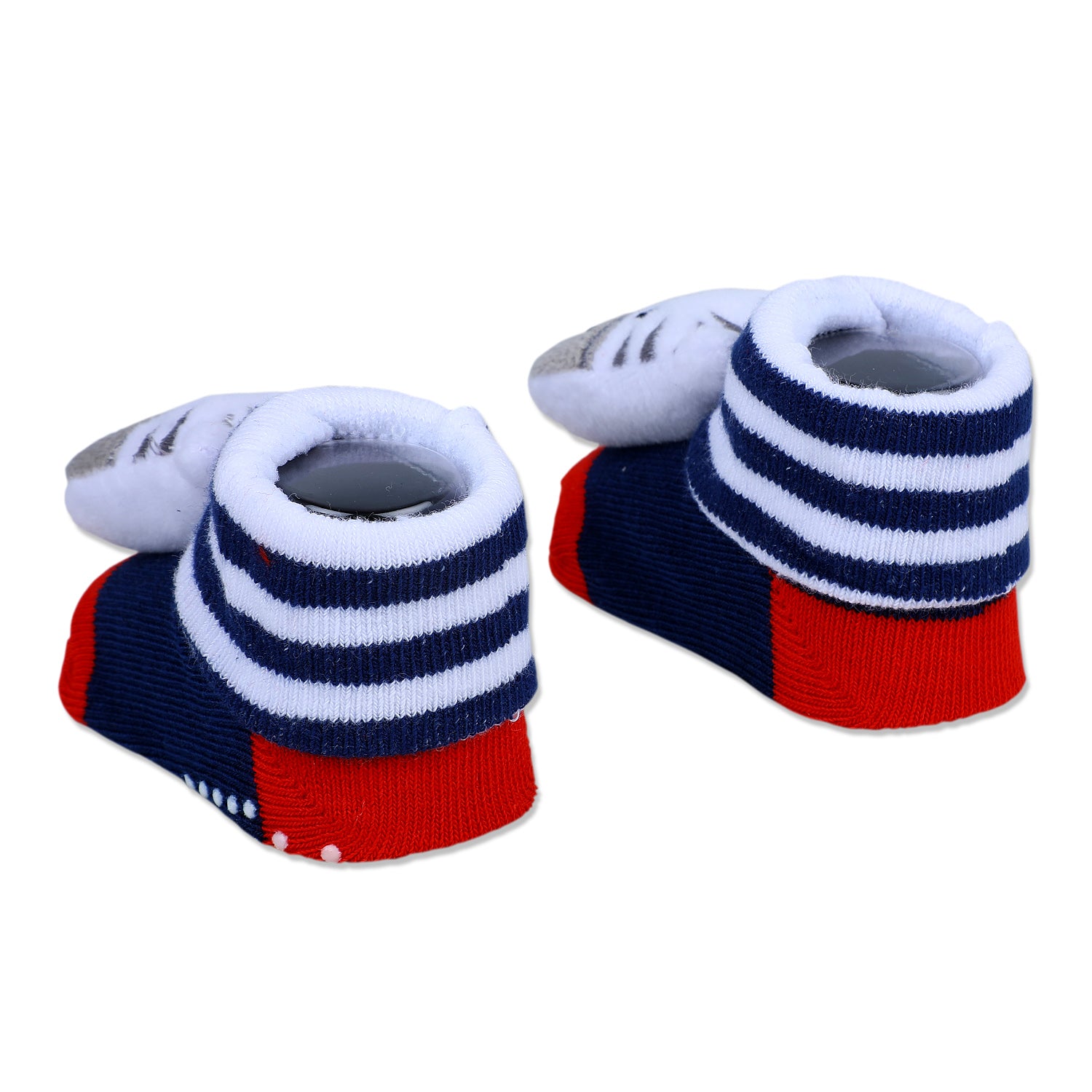 Baby Moo Zebra Cotton Anti-Skid 3D Socks - Grey - Baby Moo