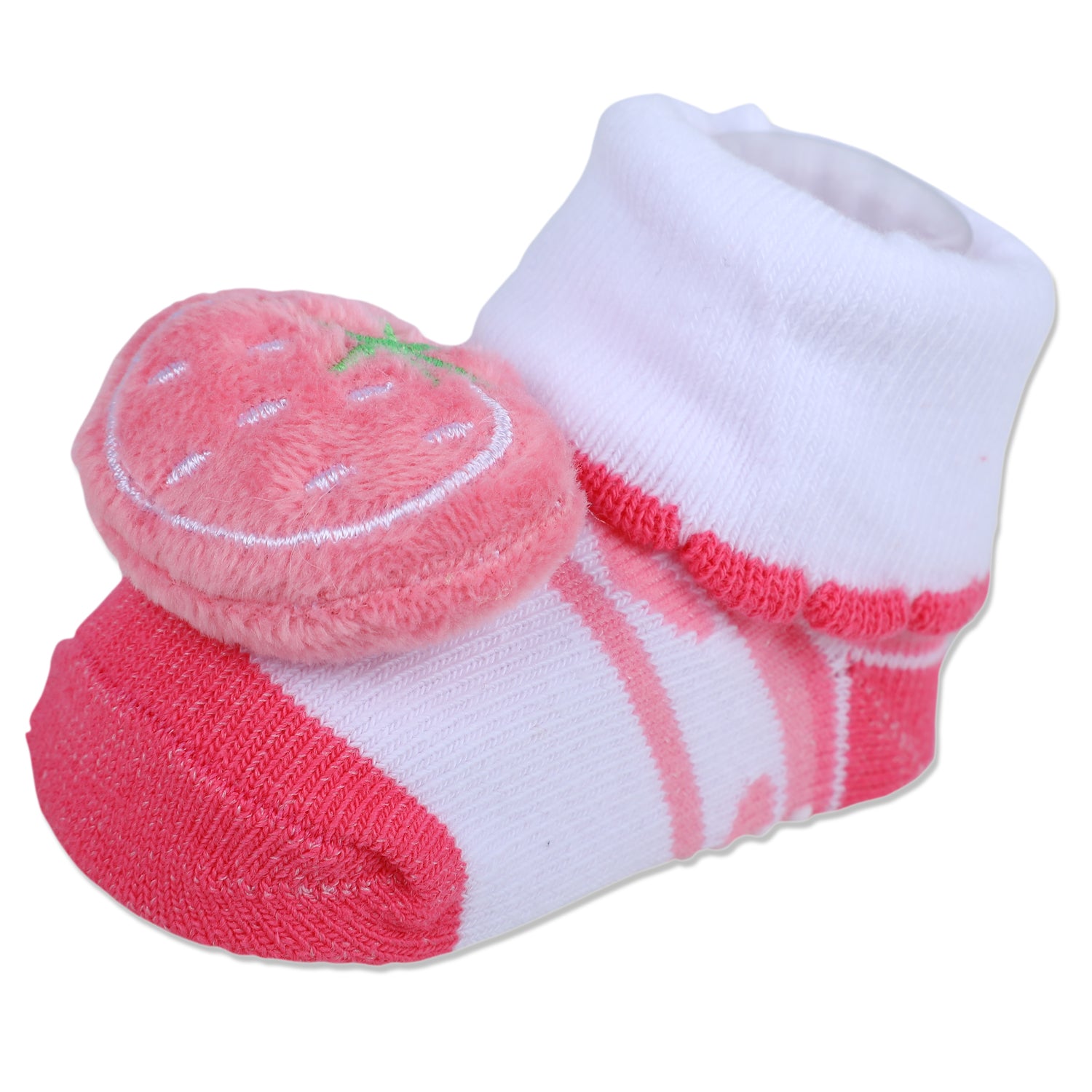 Baby Moo Strawberry Cotton Anti-Skid 3D Socks - Pink - Baby Moo