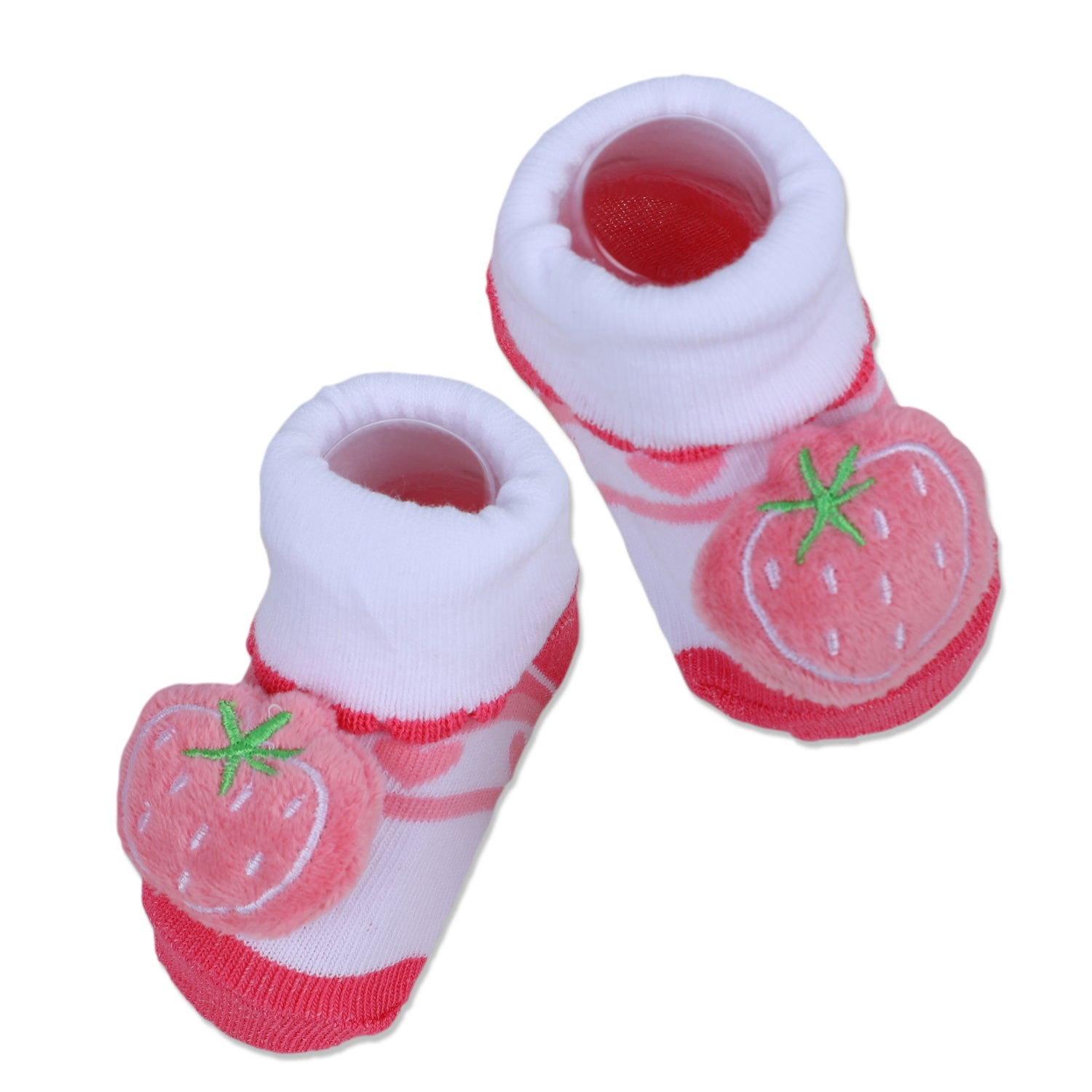 Baby Moo Strawberry Cotton Anti-Skid 3D Socks - Pink - Baby Moo