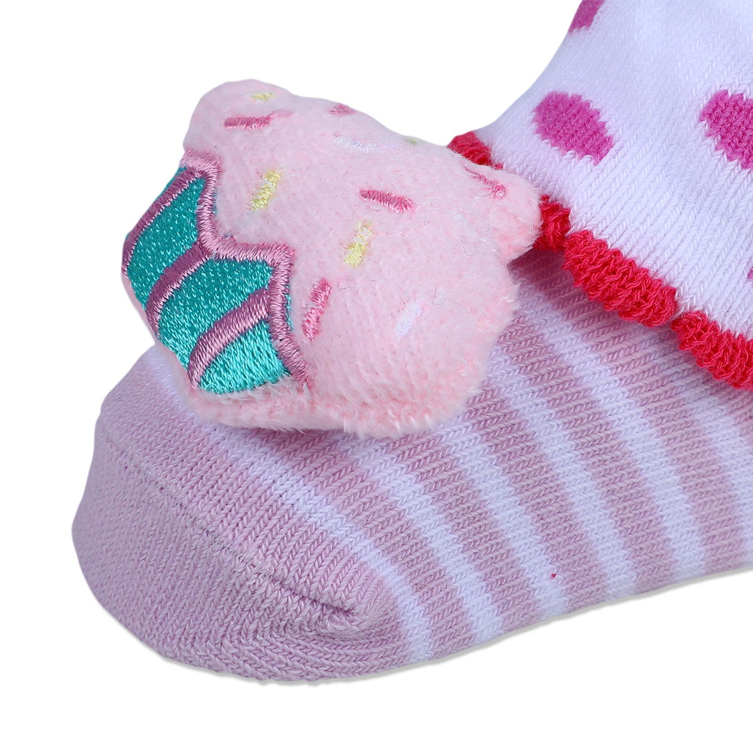 Baby Moo Sweet Cupcake Polka Cotton Anti-Skid 3D Socks - Pink - Baby Moo