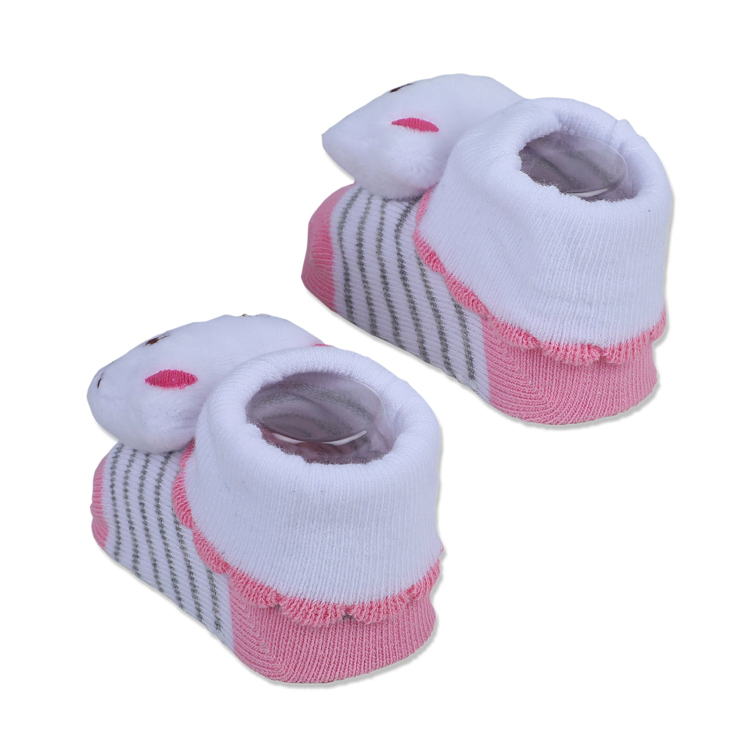 Baby Moo Blushing Kitty Cotton Anti-Skid 3D Socks - White - Baby Moo