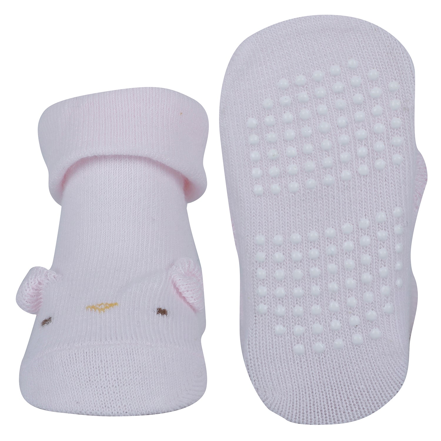 Baby Moo Dog 3D Anti-Skid Socks Booties Pack of 3 - Pink