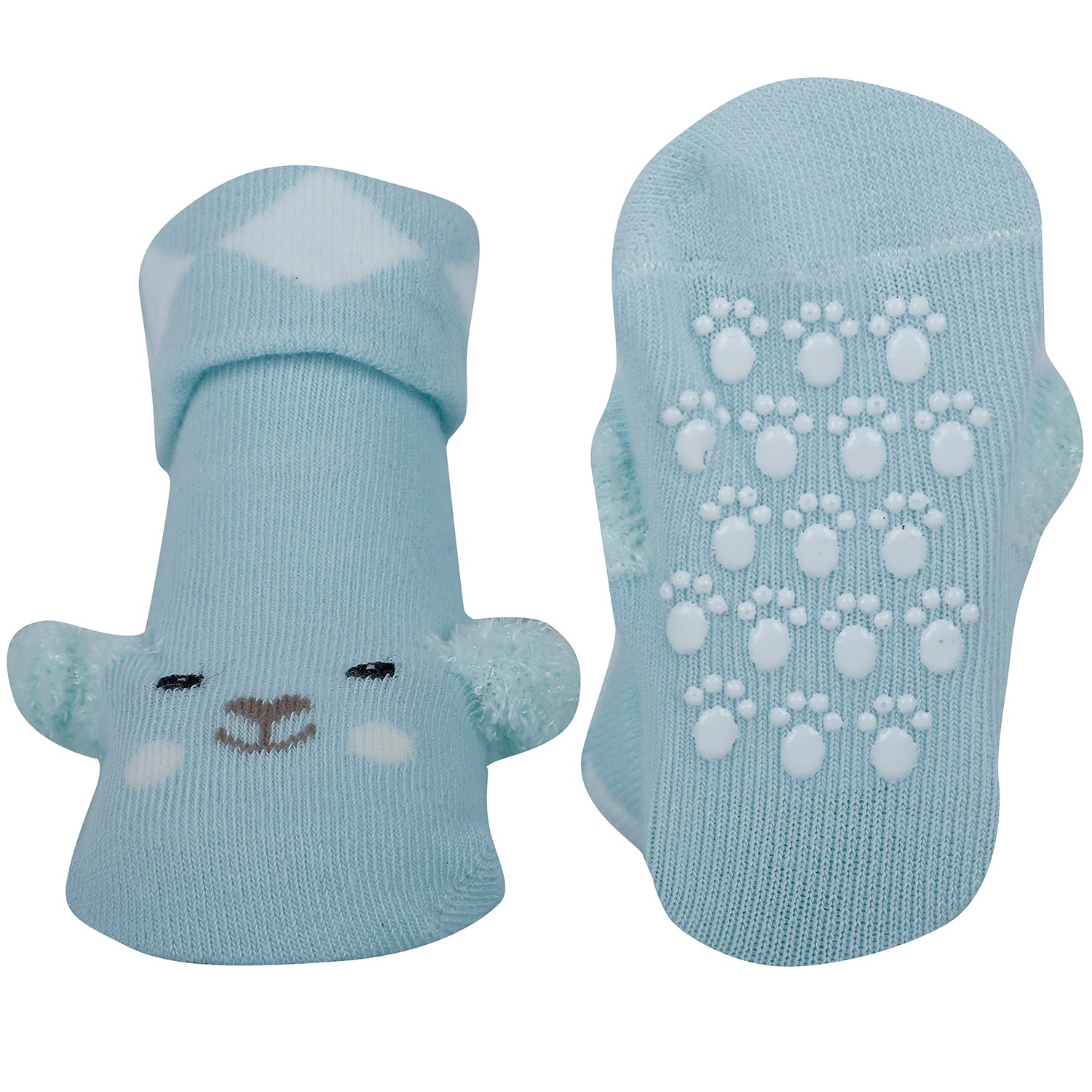 Baby Moo Puppy 3D Anti-Skid Socks Booties Pack of 3 - Grey