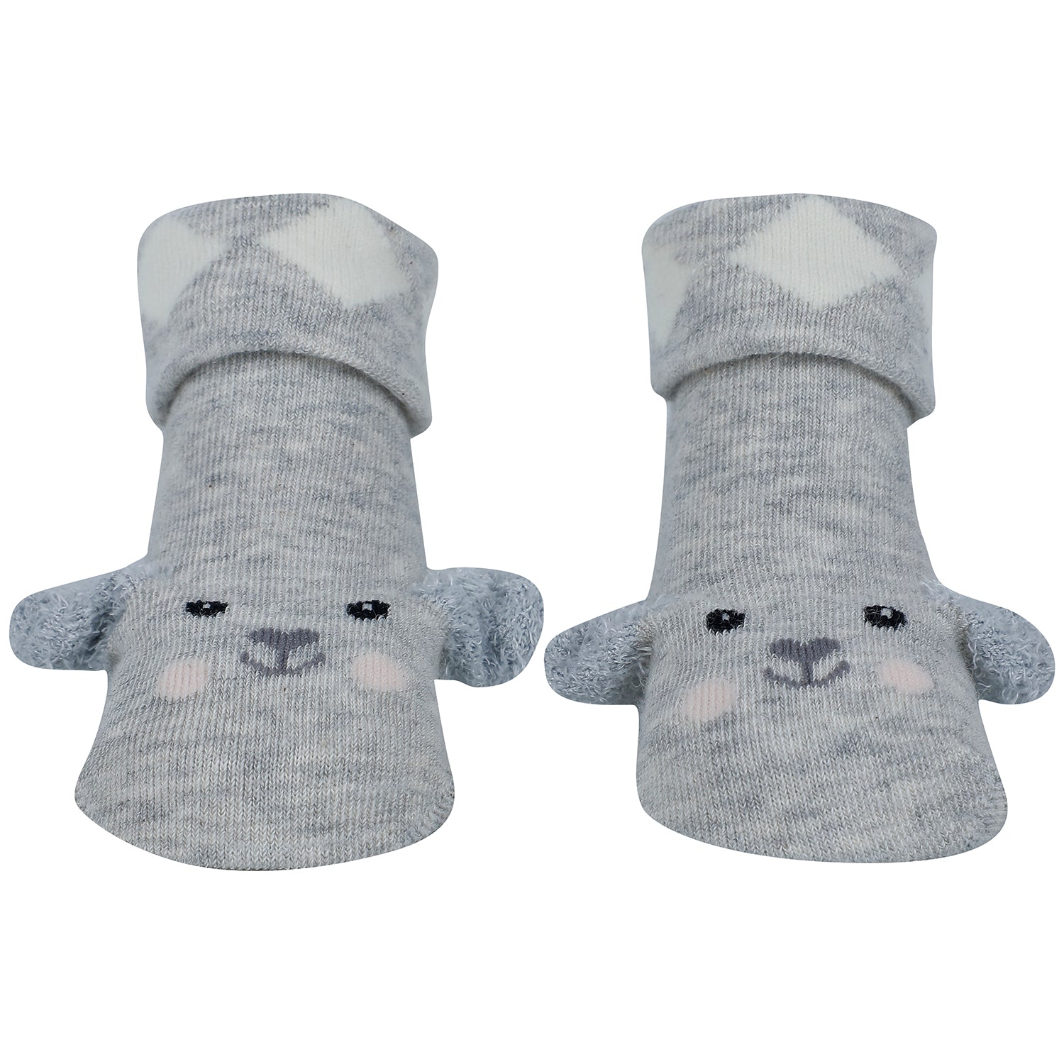 Baby Moo Puppy 3D Anti-Skid Socks Booties Pack of 3 - Grey