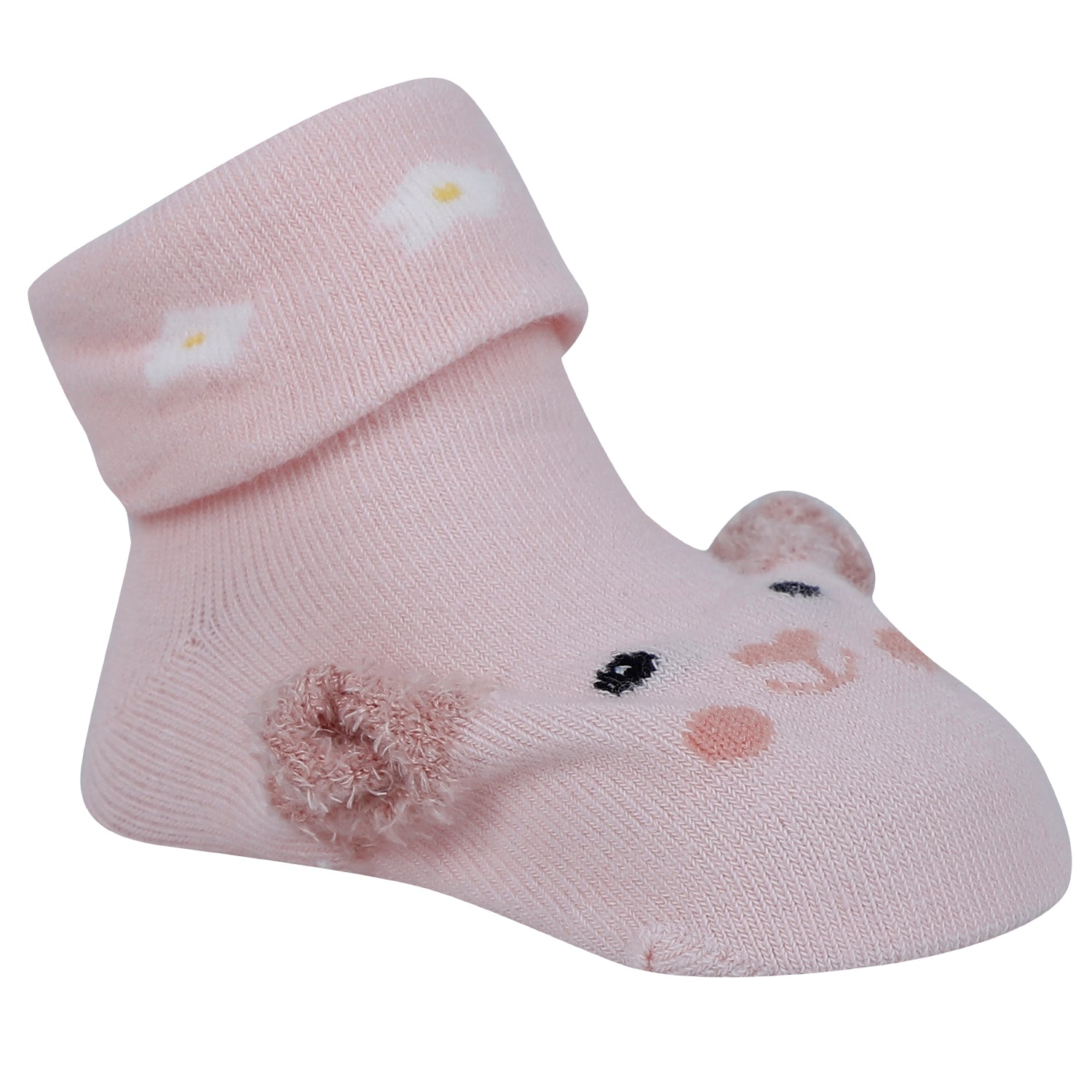 Baby Moo Puppy 3D Anti-Skid Socks Booties Pack of 3 - Pink