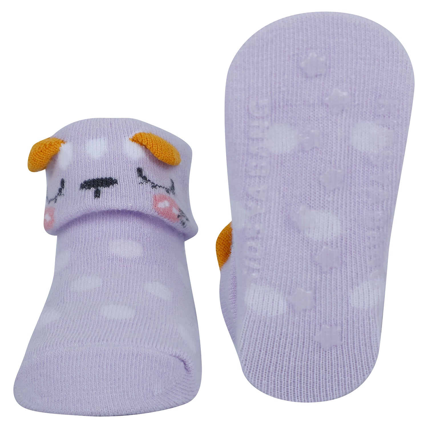 Baby Moo Pawsome 3D Anti-Skid Socks Booties Pack of 3 - Purple