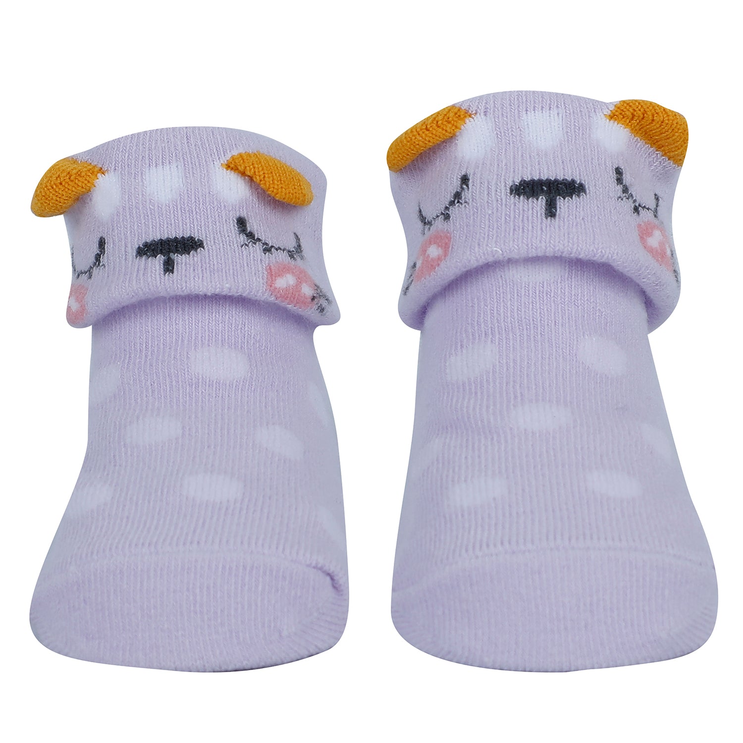 Baby Moo Pawsome 3D Anti-Skid Socks Booties Pack of 3 - Purple