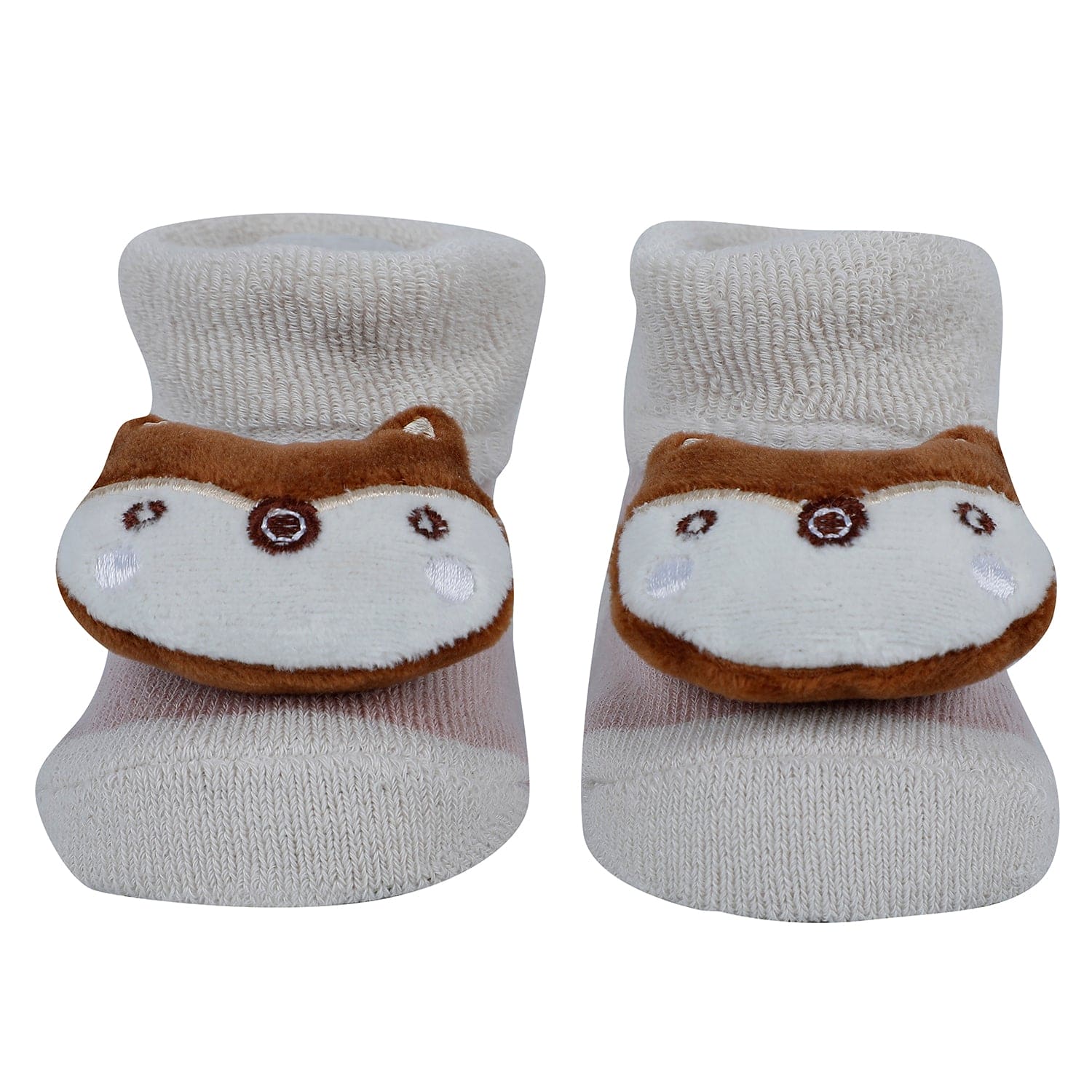 Baby Moo Fox Alligator 3D Rattle Anti-Skid Socks Booties Pack of 3 - Blue