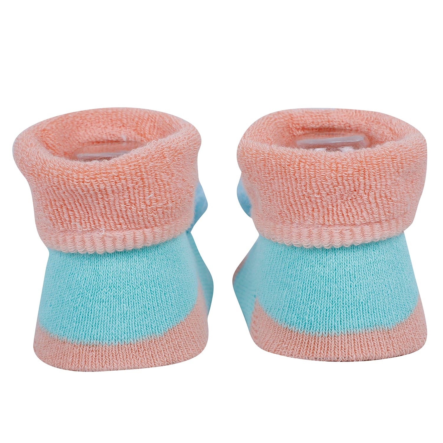 Baby Moo Bunny 3D Rattle Anti-Skid Socks Booties Pack of 3 - Peach