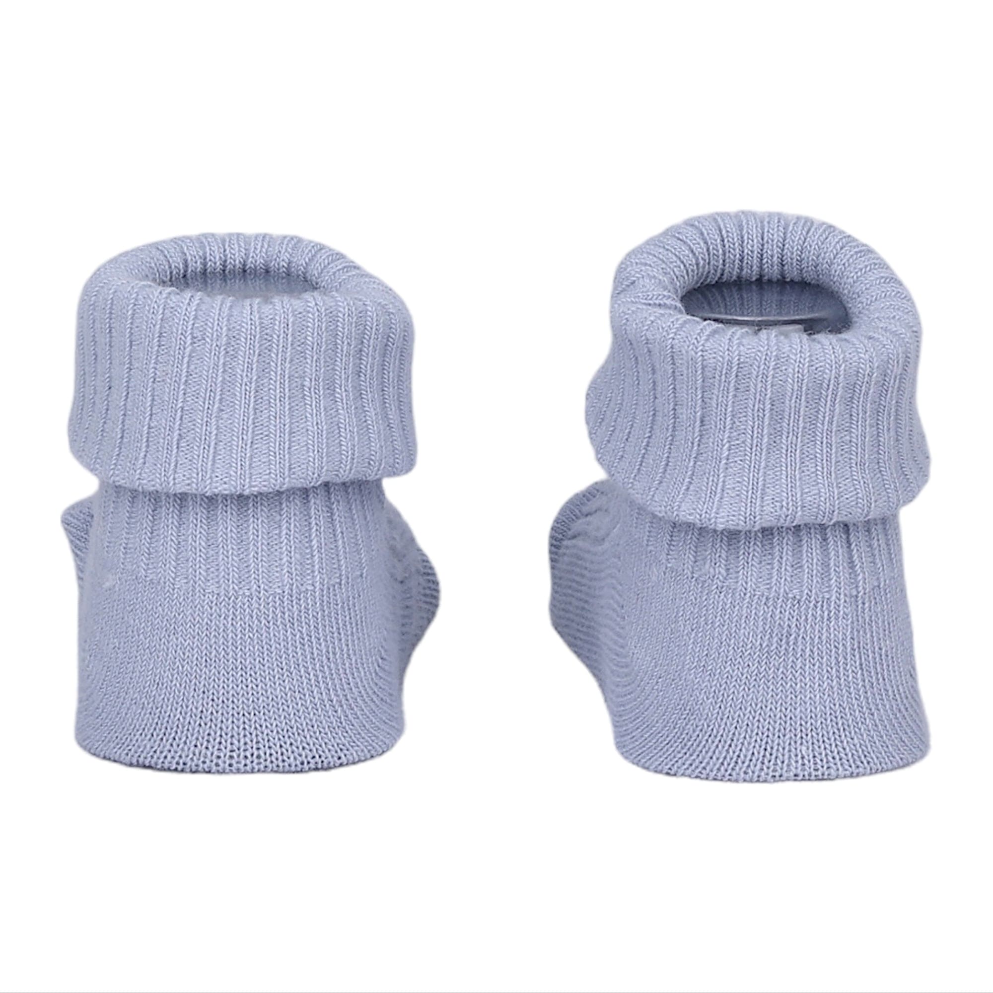 Baby Moo Cat 3D Rattle Anti-Skid Socks Booties Pack of 2 - Blue, Grey