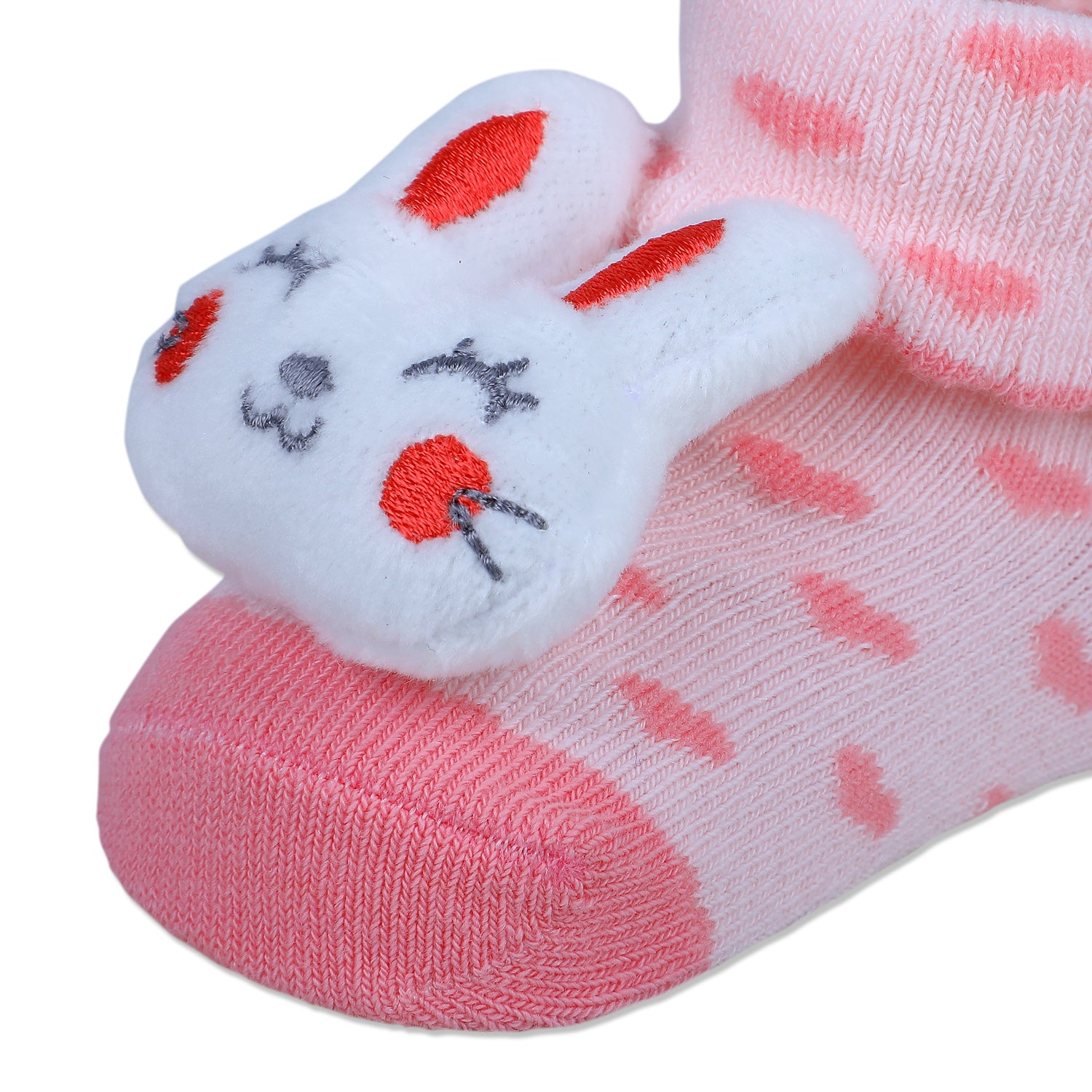 Baby Moo Bunny Heart Cotton Anti-Skid 3D Socks - Pink - Baby Moo