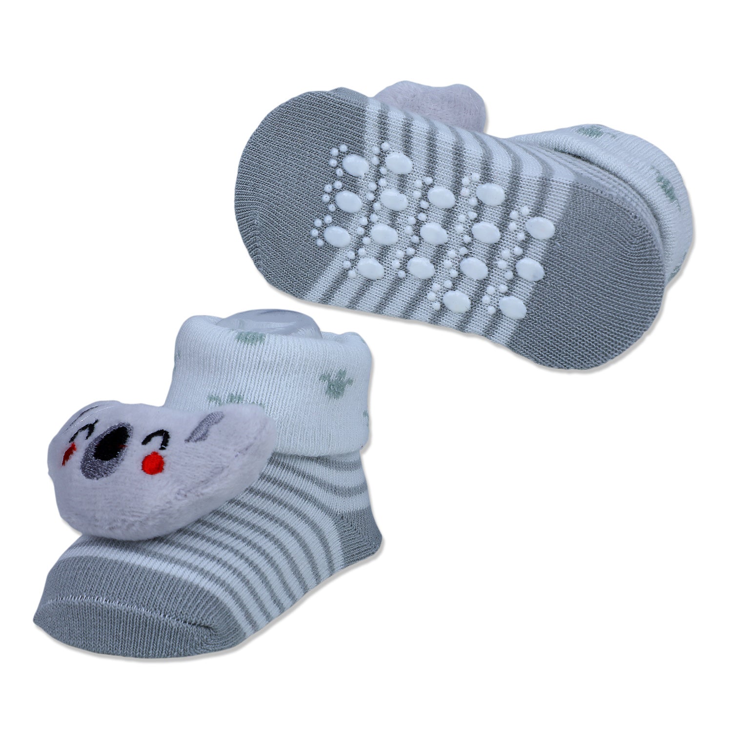 Baby Moo Blushing Koala Cotton Anti-Skid 3D Socks - Grey - Baby Moo