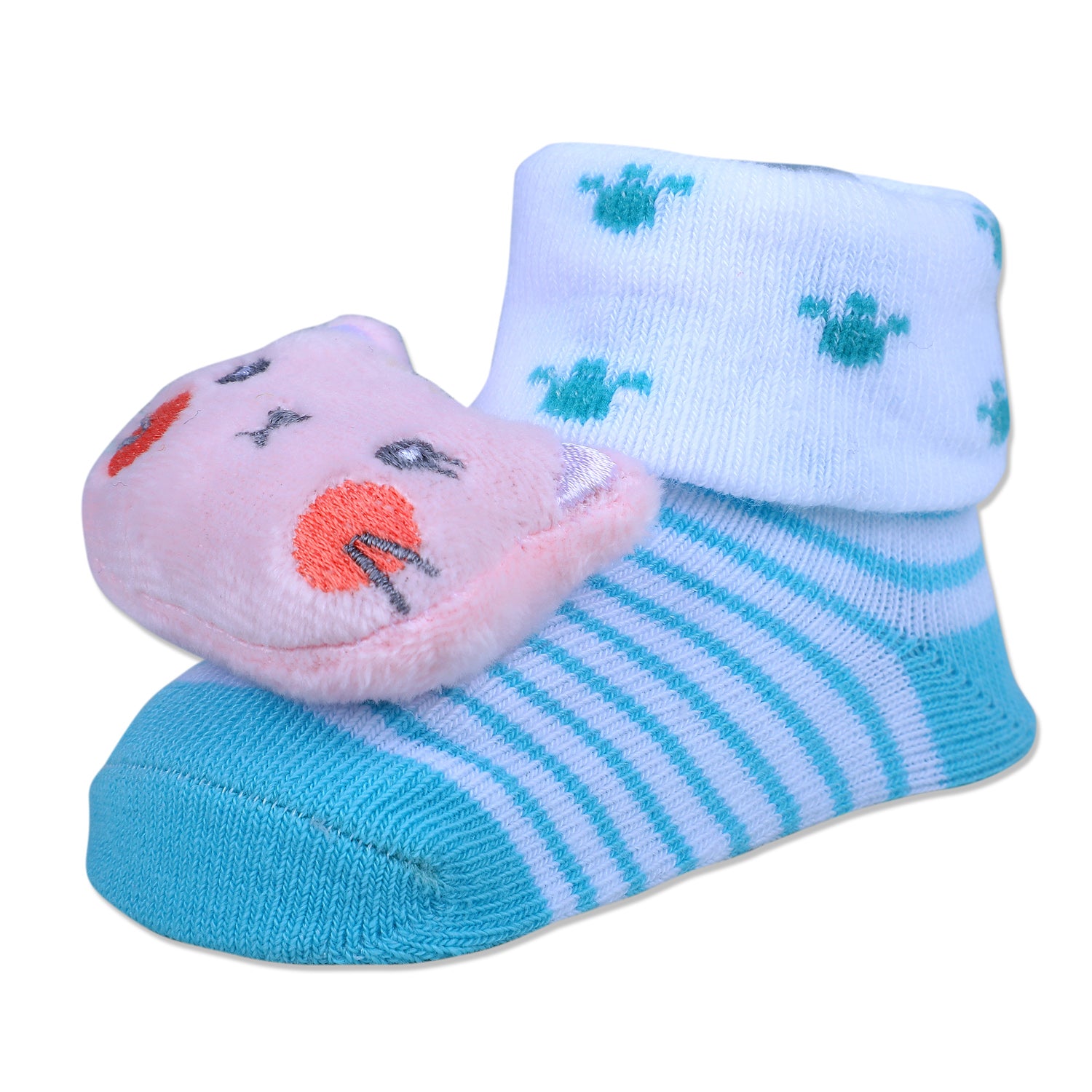 Baby Moo Naughty Cat Cotton Anti-Skid 3D Socks - Blue - Baby Moo