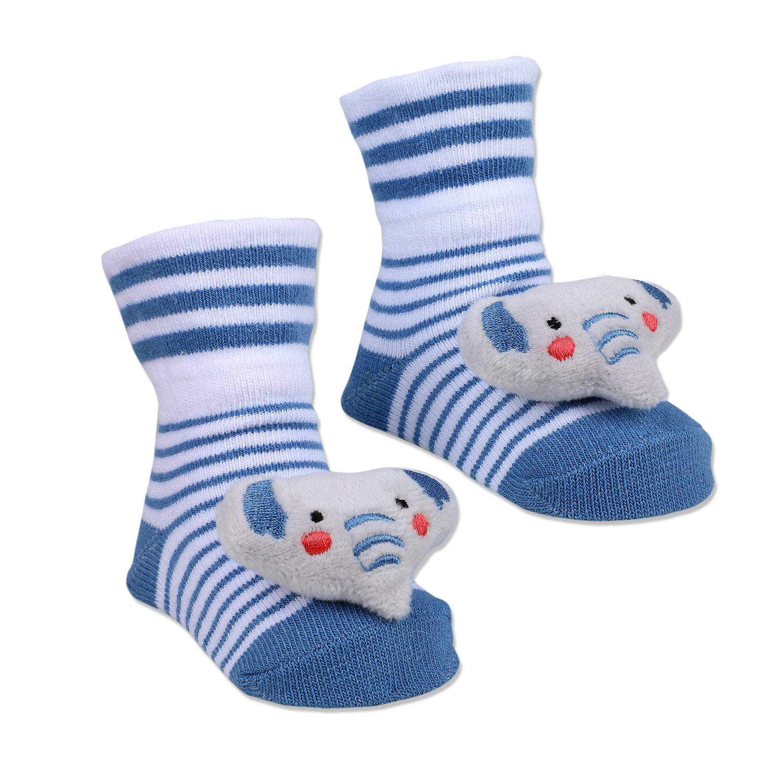 Baby Moo Elephant Trunk Cotton Anti-Skid 3D Socks - Blue
