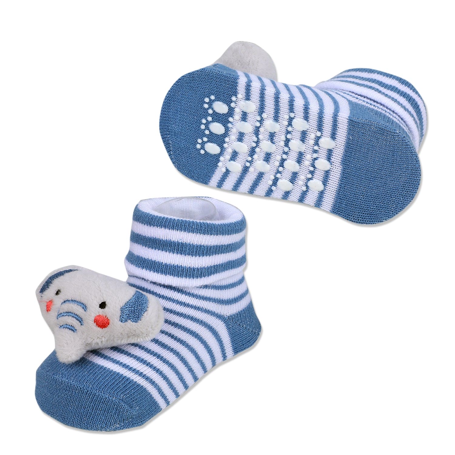 Baby Moo Elephant Trunk Cotton Anti-Skid 3D Socks - Blue - Baby Moo