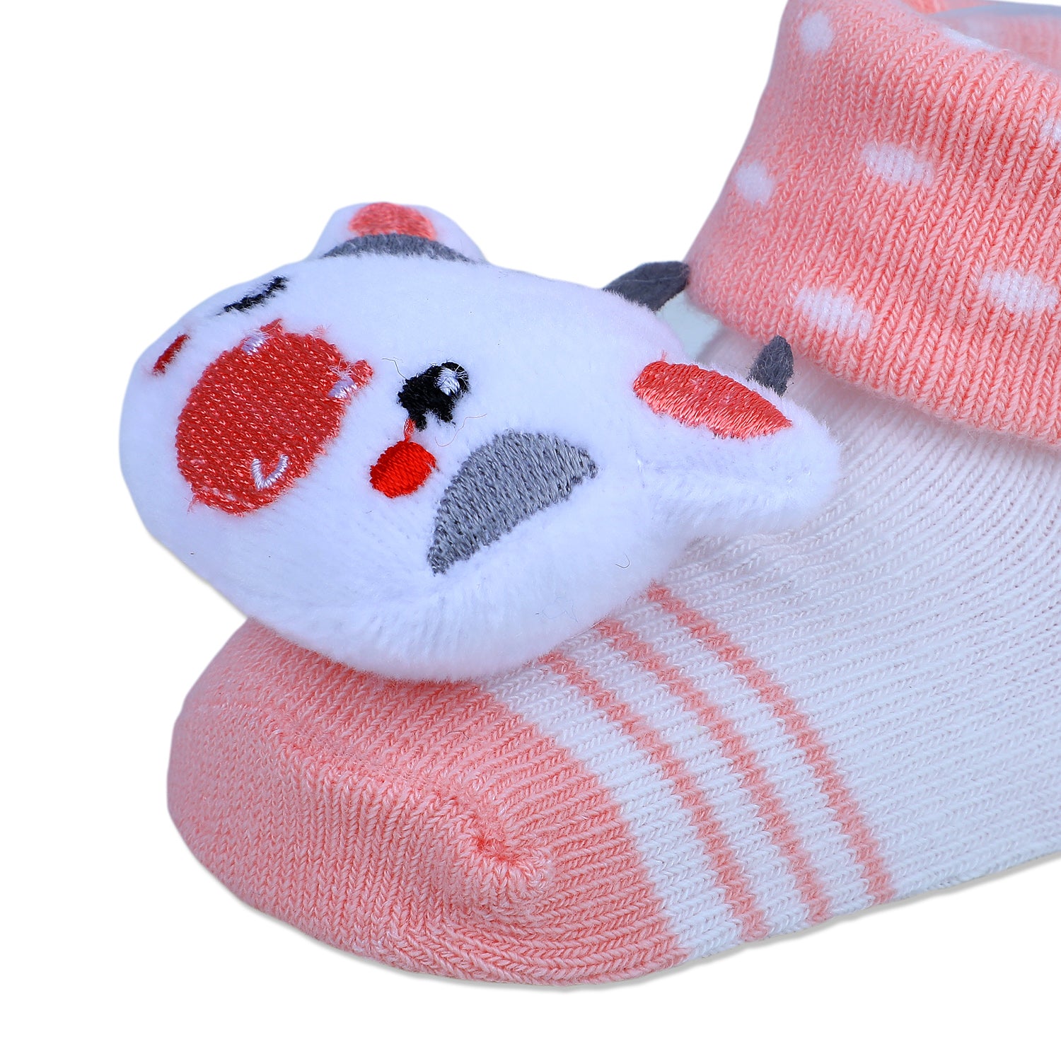 Baby Moo Cute Cow Cotton Anti-Skid 3D Socks - Peach - Baby Moo
