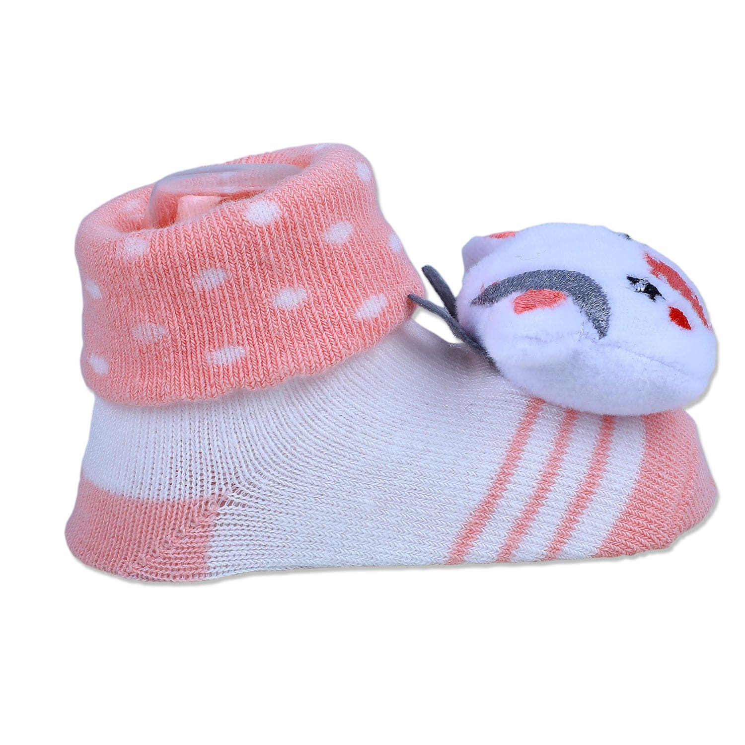 Baby Moo Cute Cow Cotton Anti-Skid 3D Socks - Peach - Baby Moo