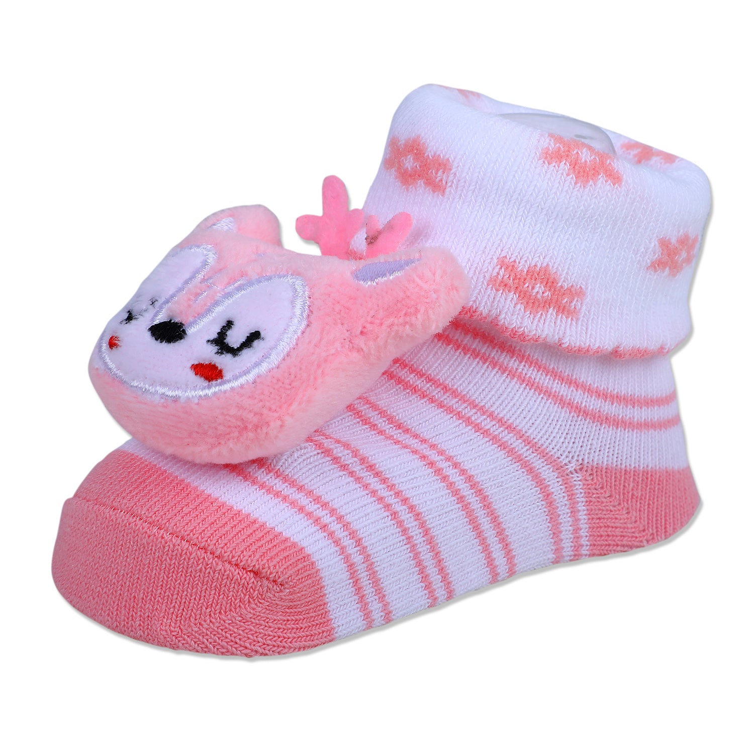 Baby Moo Sleepy Puppy Cotton Anti-Skid 3D Socks - Pink - Baby Moo