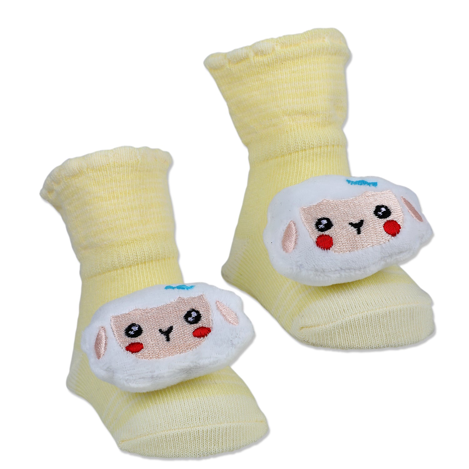 Baby Moo Sheep Cotton Anti-Skid 3D Socks - Yellow