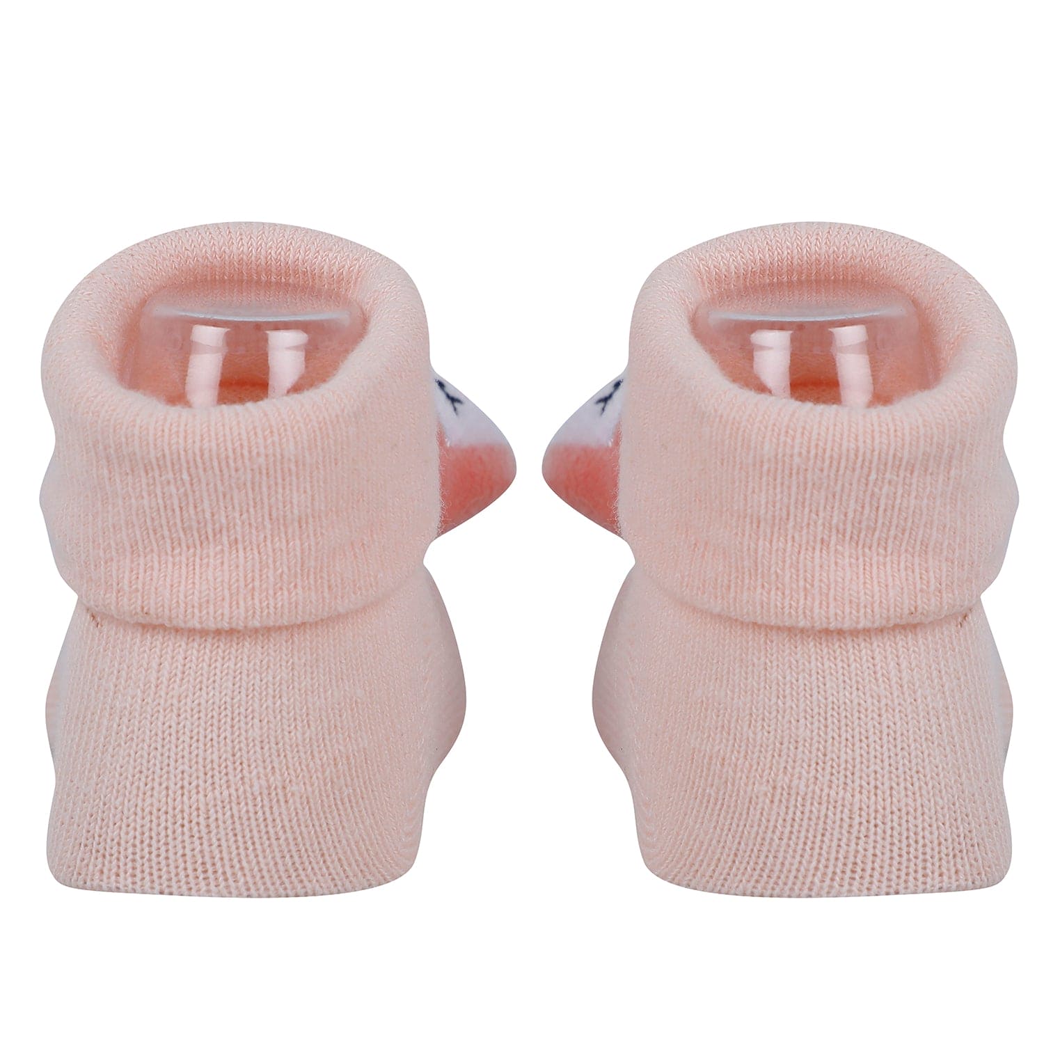 Baby Moo Kitty 3D Rattle Anti-Skid Socks Booties Pack of 3 - Peach, Multicolour