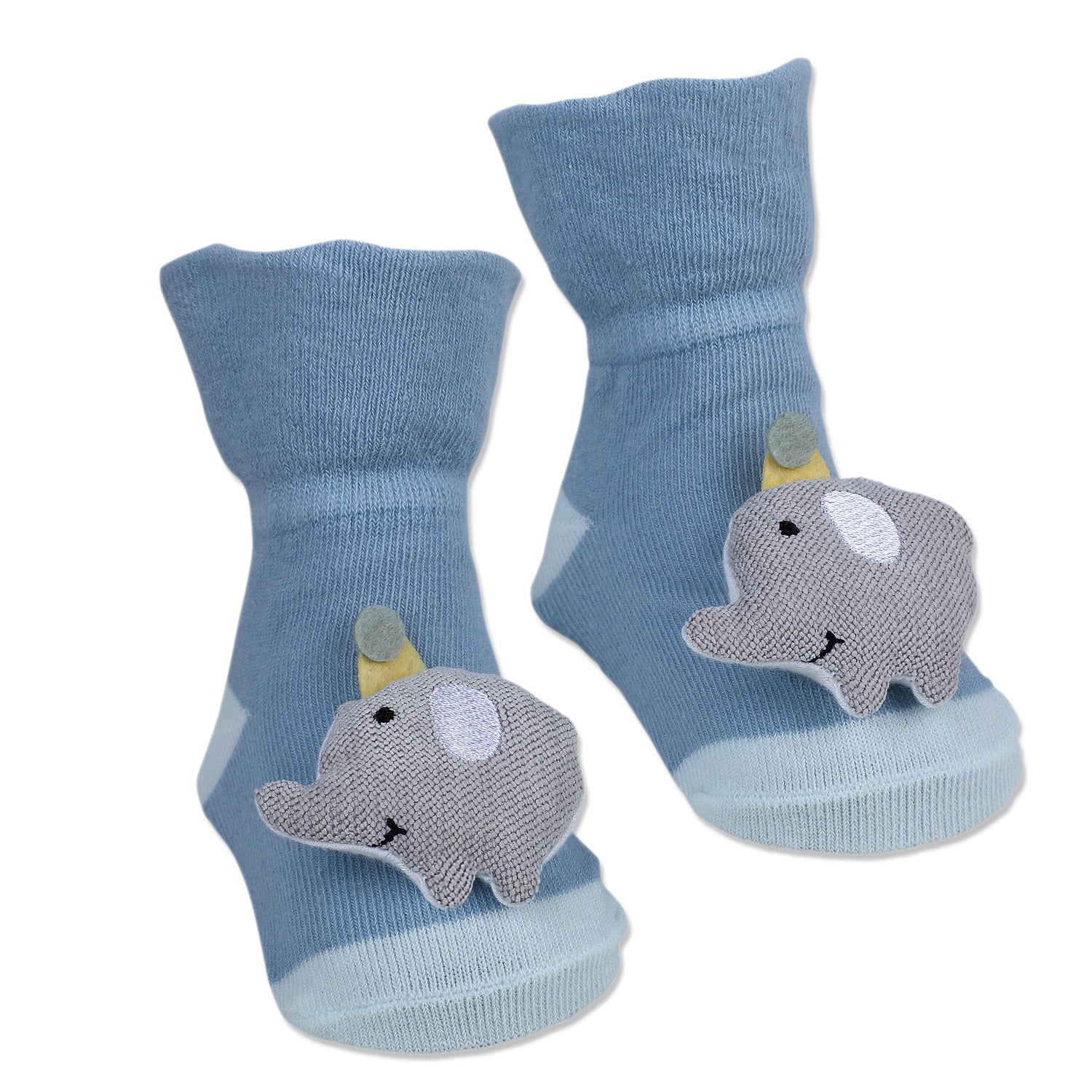 Baby Moo Elephant Explorer Cotton Anti-Skid 3D Socks - Blue - Baby Moo